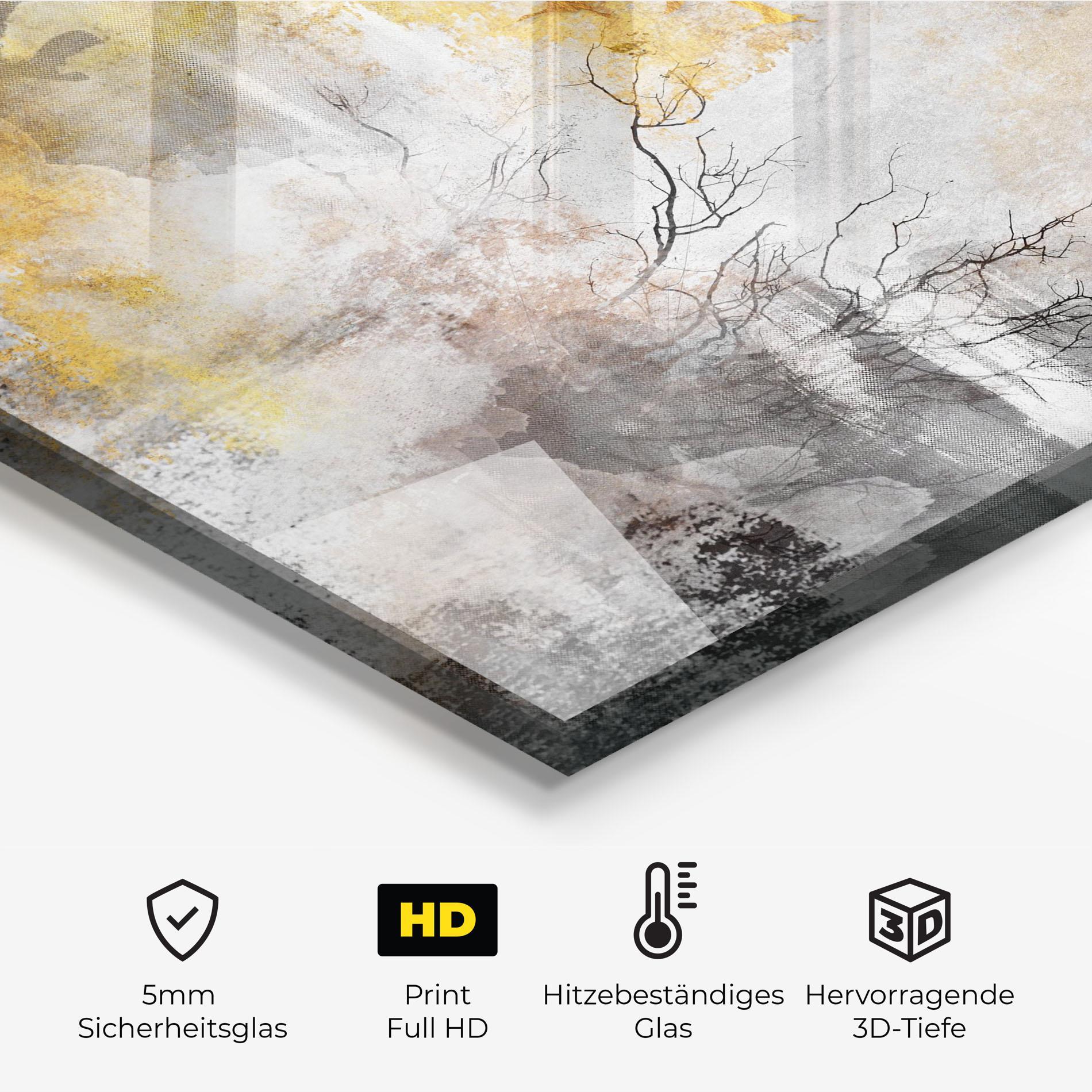 Küchenrückwand Glas Gold Birds Flying mockup 2