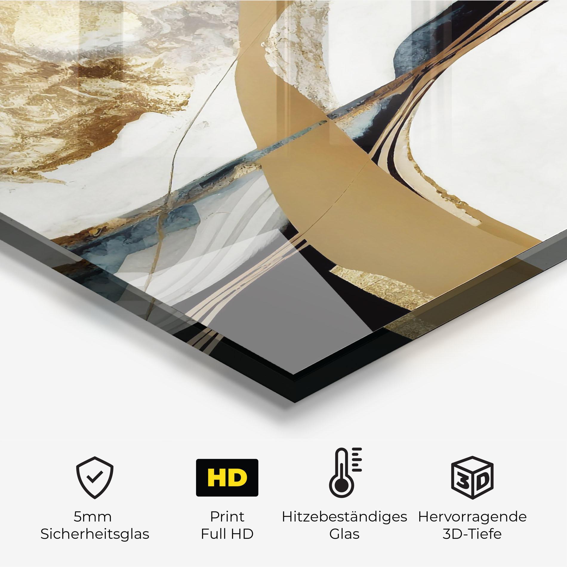 Küchenrückwand Glas Golden Blue Marble mockup 2