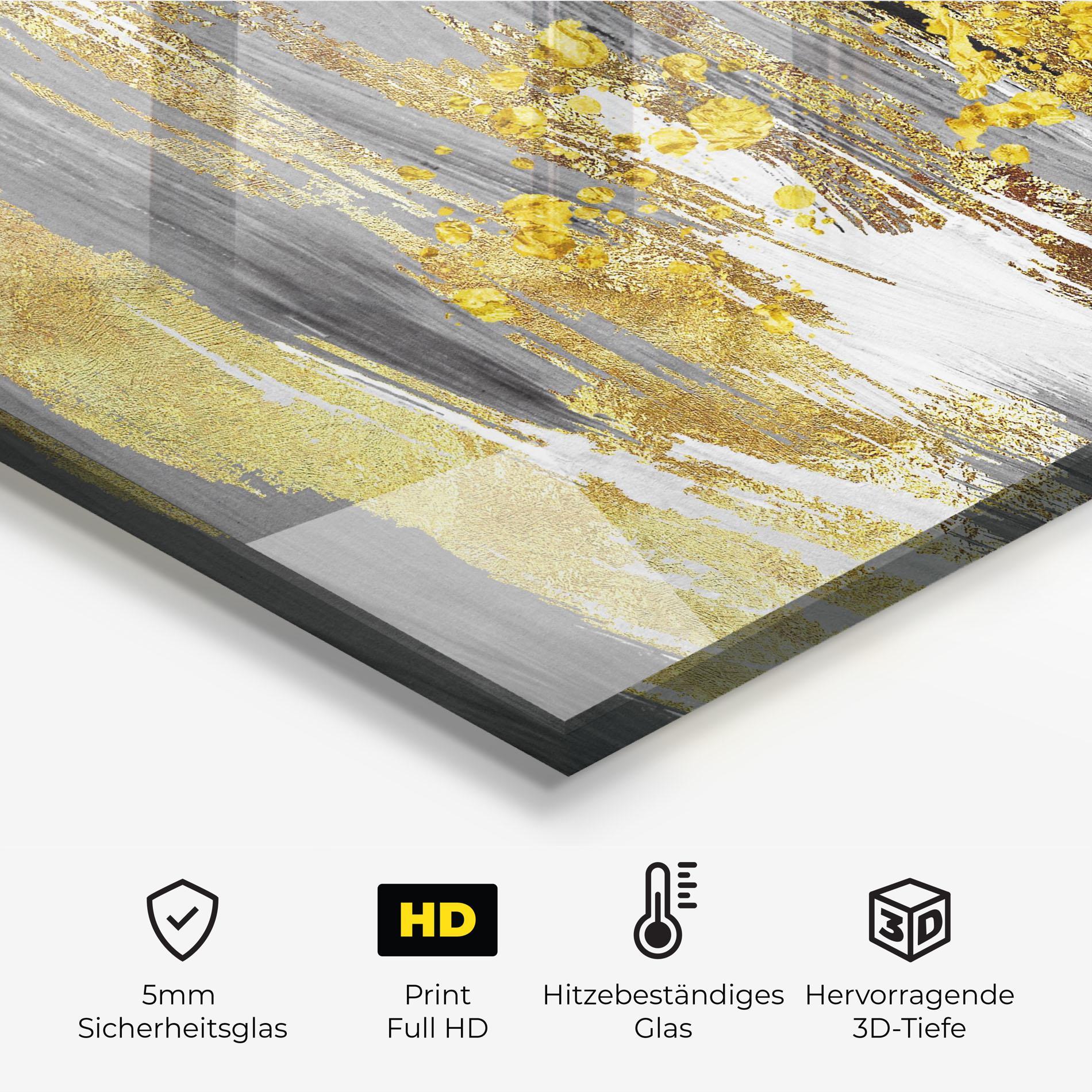 Küchenrückwand Glas Golden Grfey Lines mockup 2