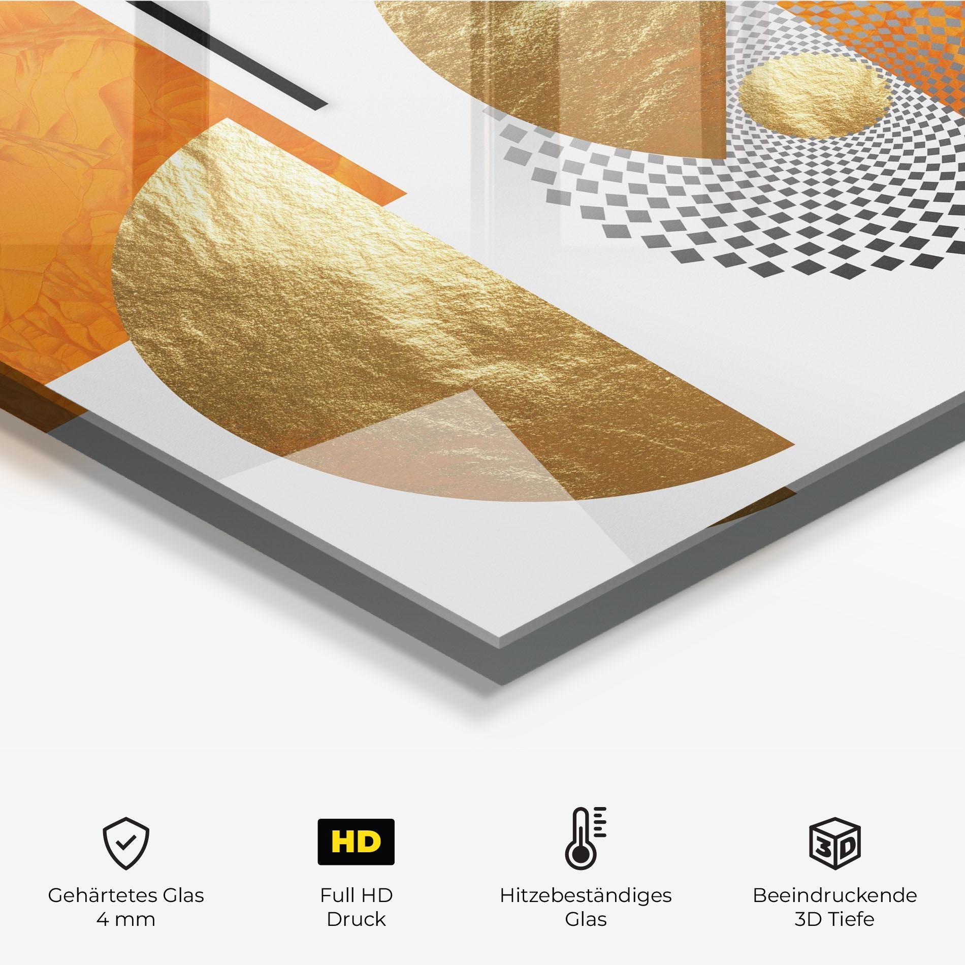 Küchenrückwand Glas Beautiful Gold Shapes mockup 2