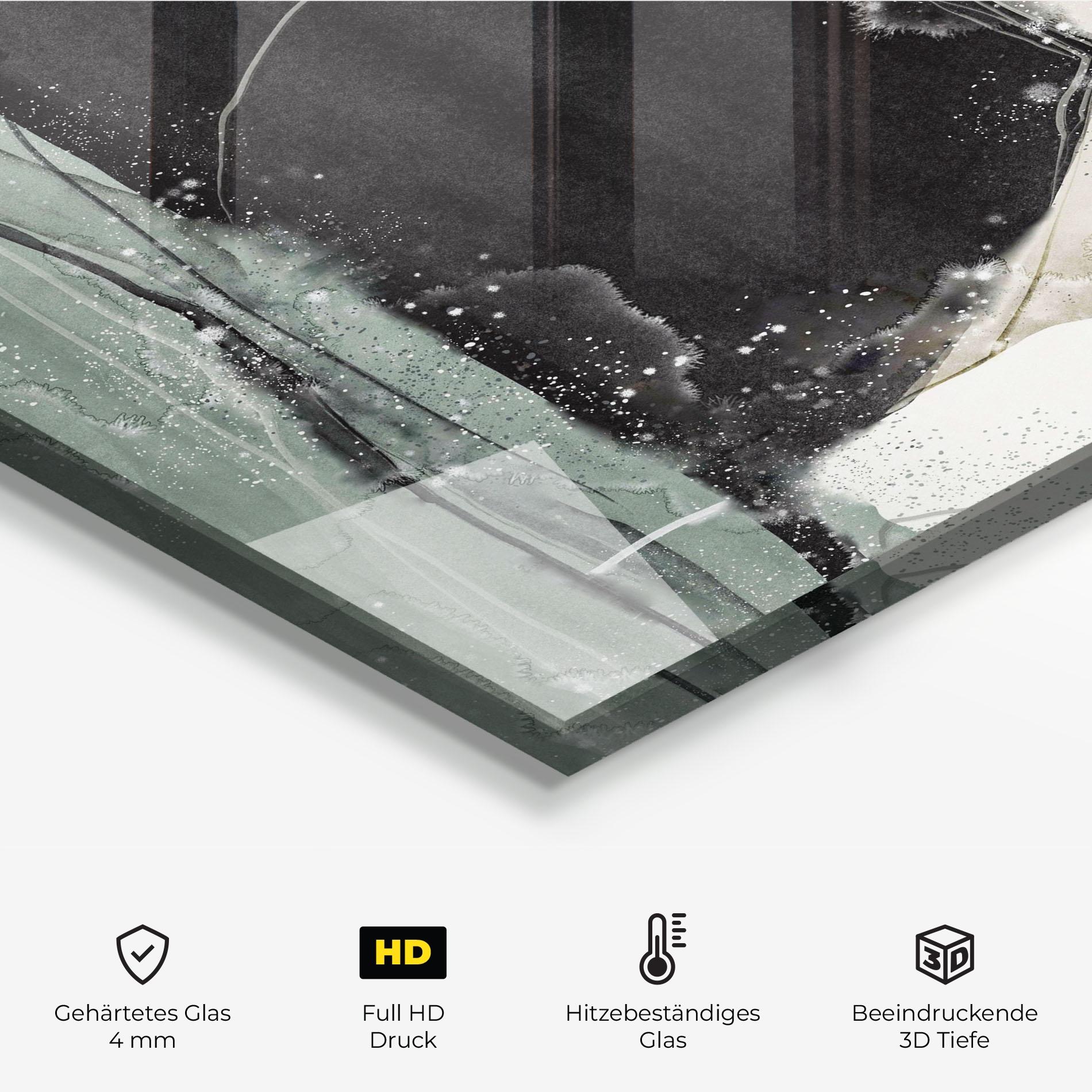 Küchenrückwand Glas Beautiful White Drops mockup 2