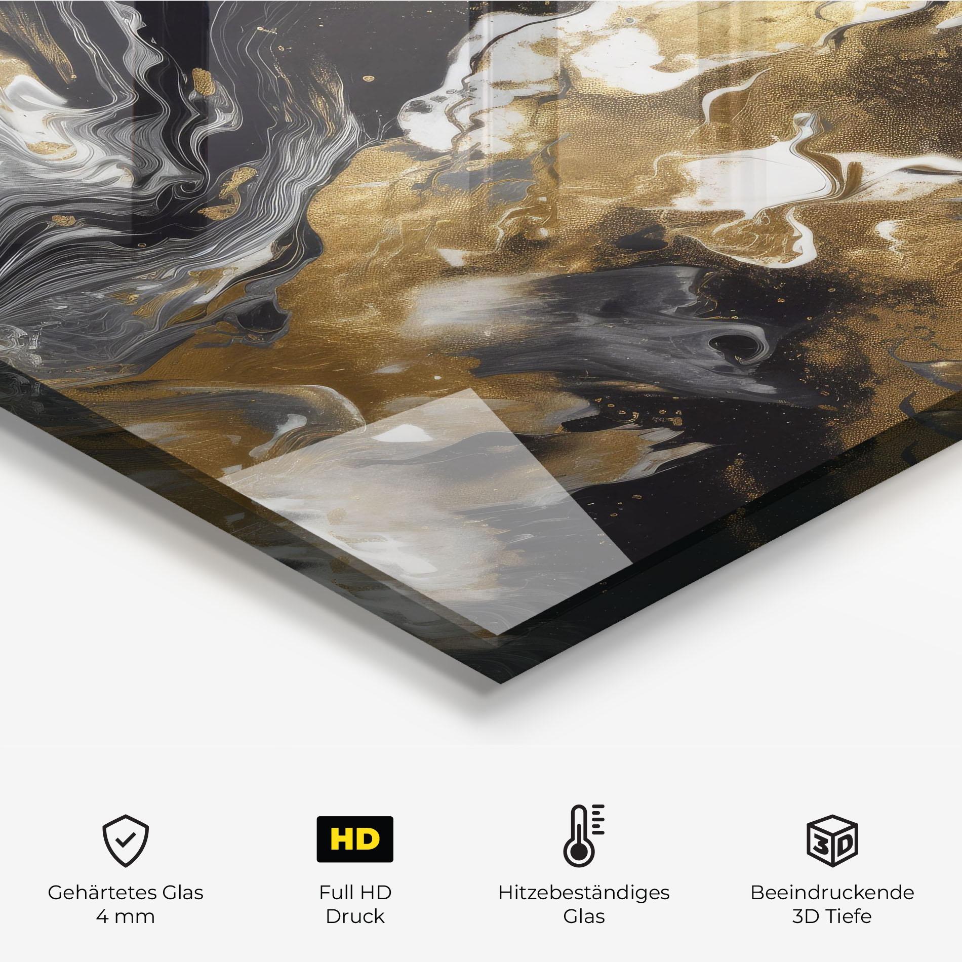 Küchenrückwand Glas Gold Acrylic Fluid mockup 2