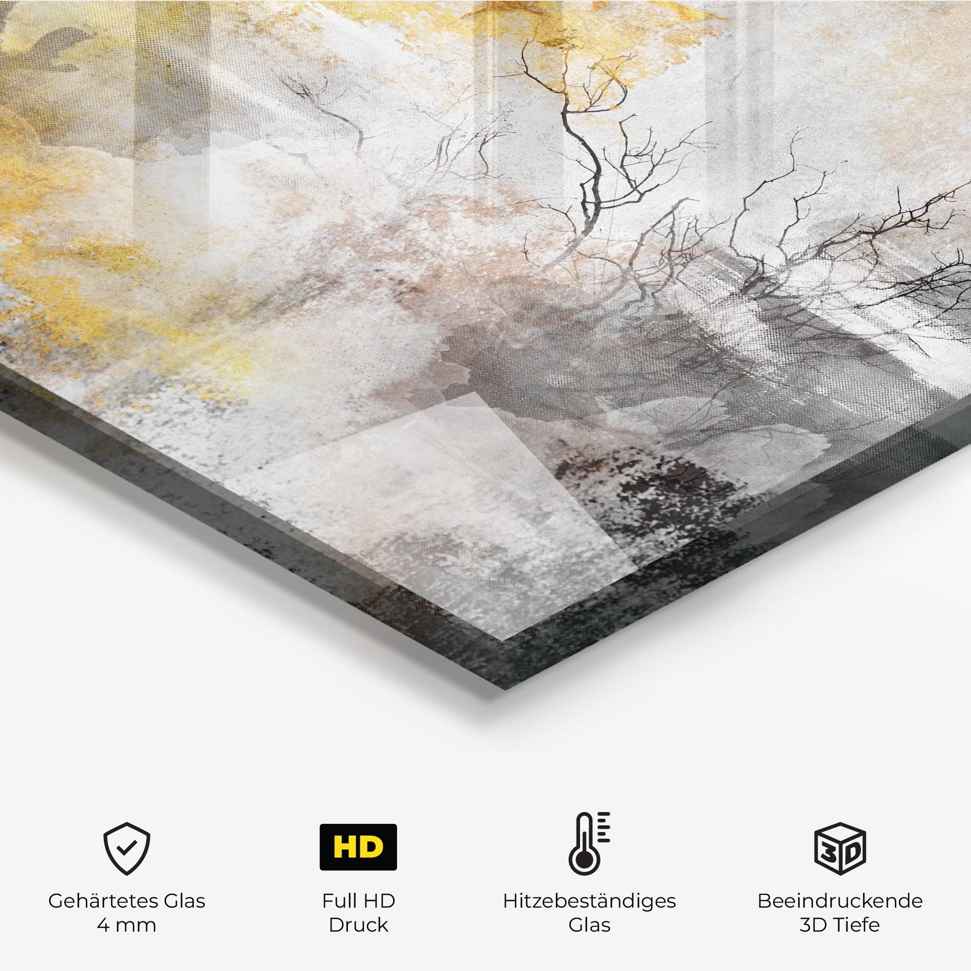 Küchenrückwand Glas Gold Birds Flying mockup 2