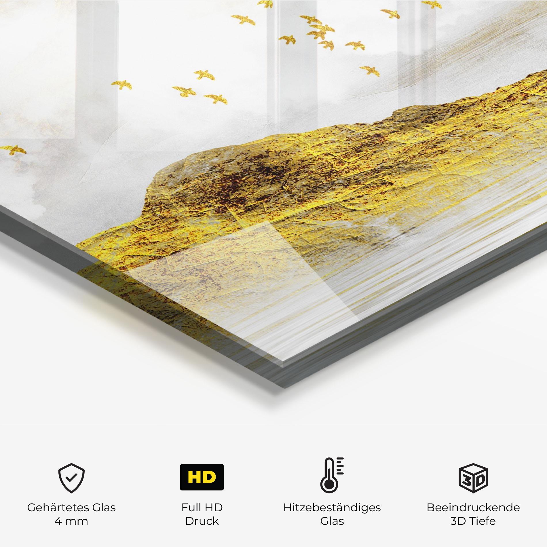 Küchenrückwand Glas Gold Mountains Abstract mockup 2