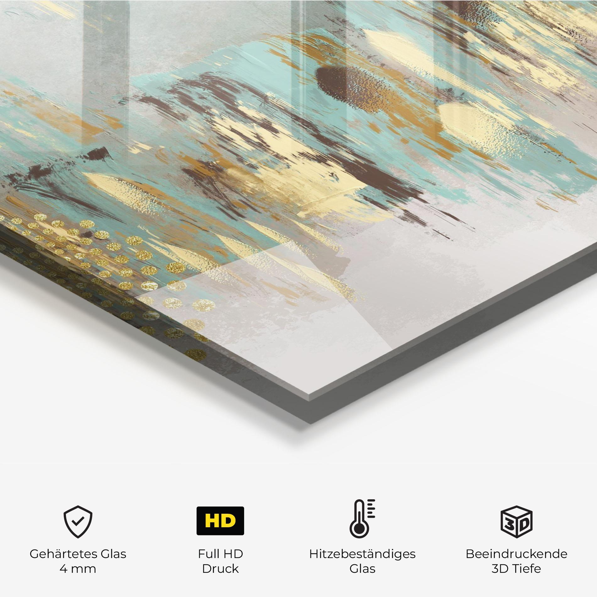 Küchenrückwand Glas Gold Spiral Points mockup 2