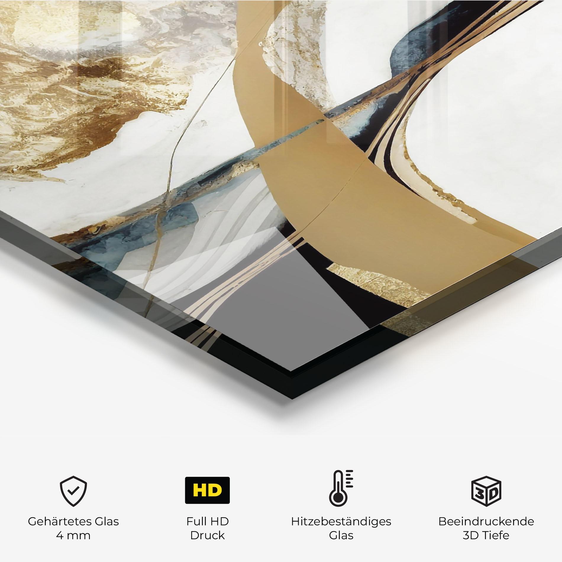 Küchenrückwand Glas Golden Blue Marble mockup 2