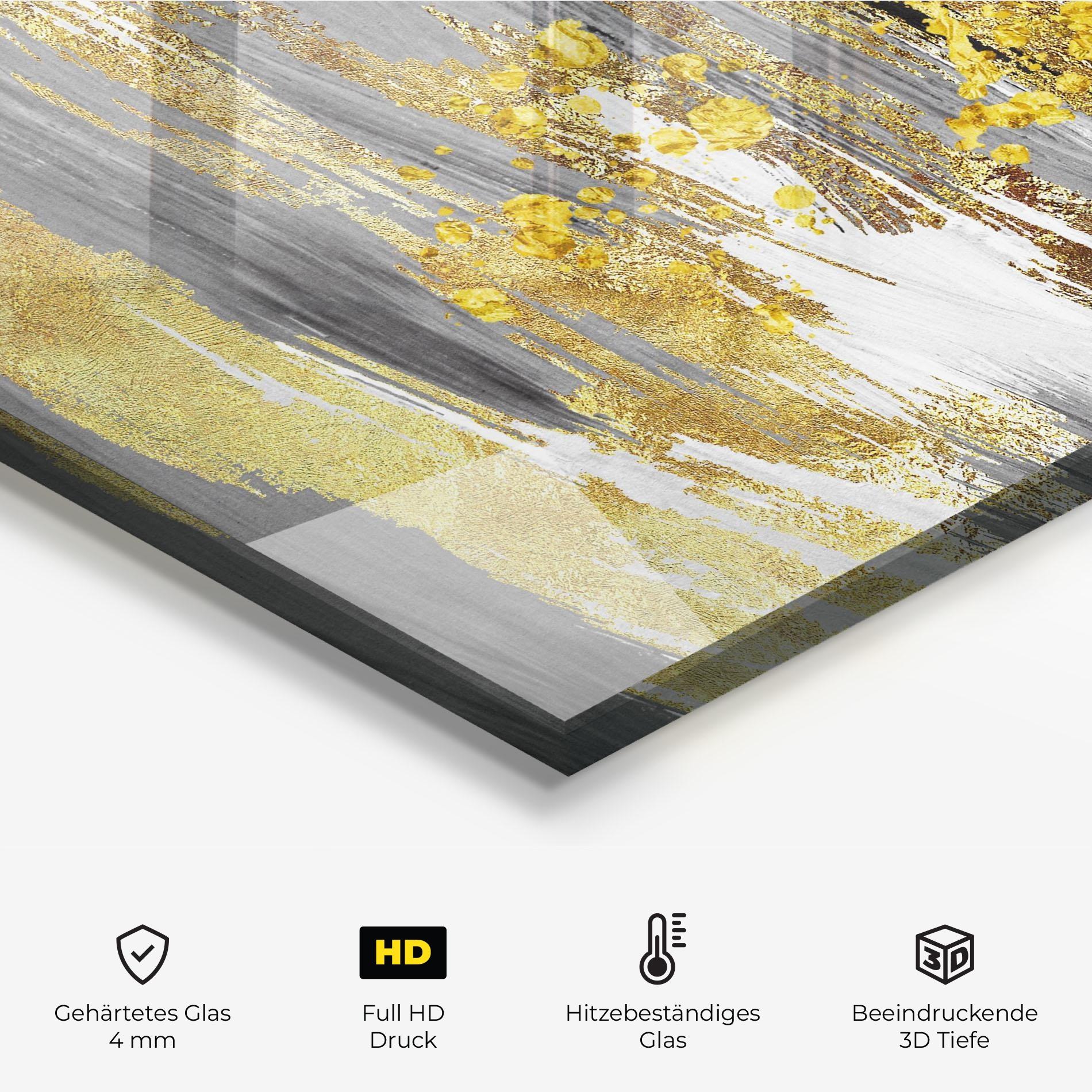 Küchenrückwand Glas Golden Grfey Lines mockup 2