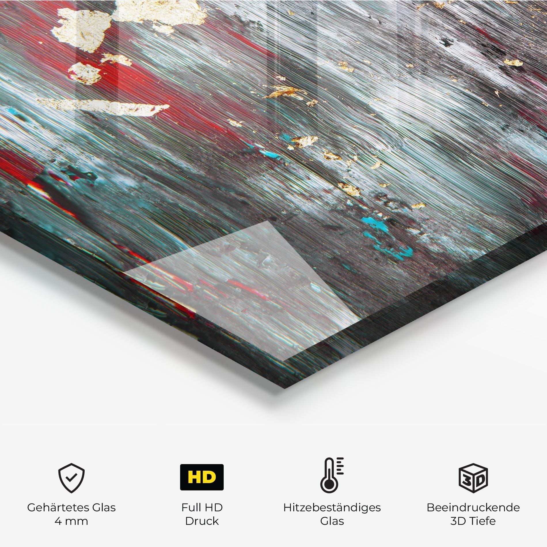 Küchenrückwand Glas Grey With Red Painting mockup 2