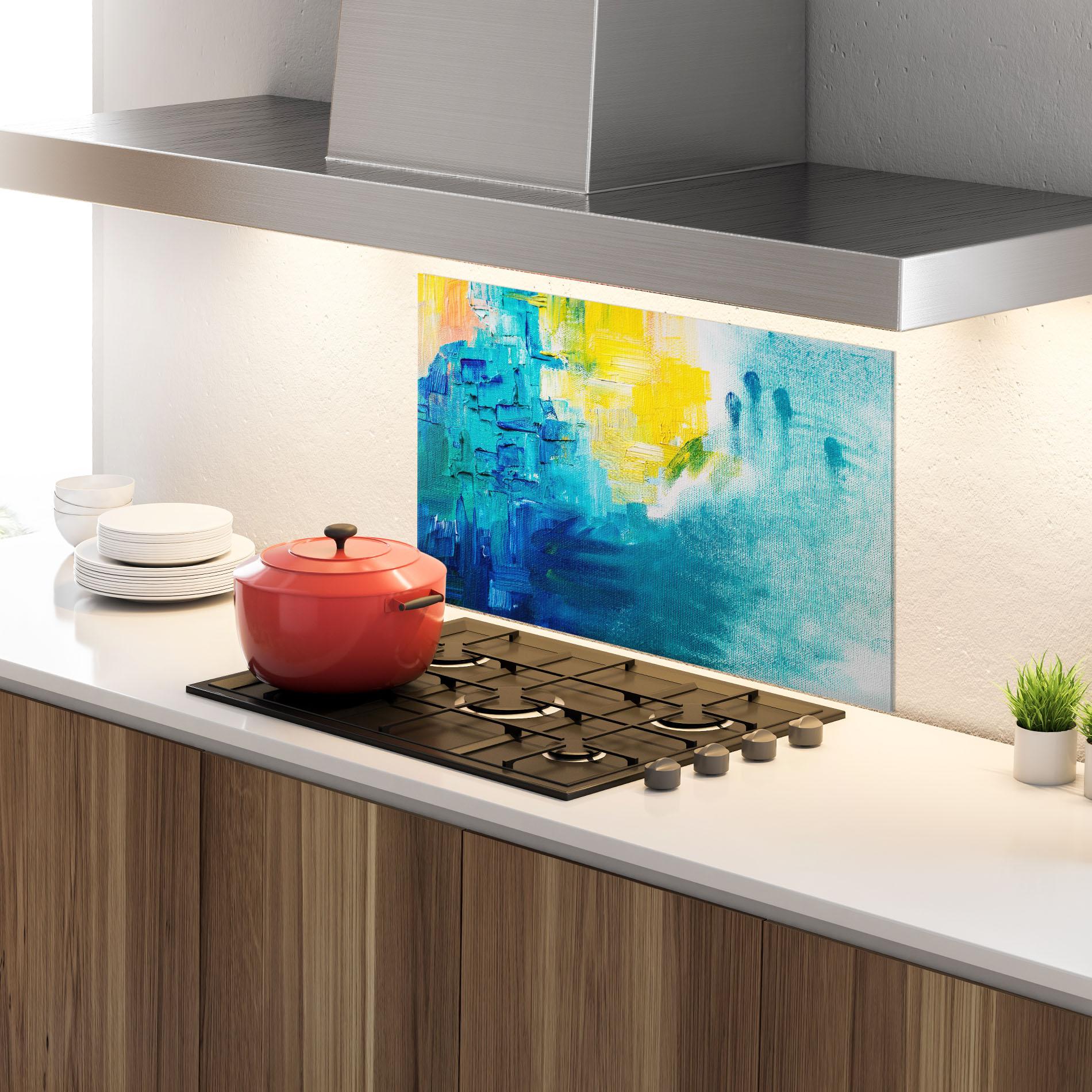 Küchenrückwand Glas Abstract Hand Mark mockup 4