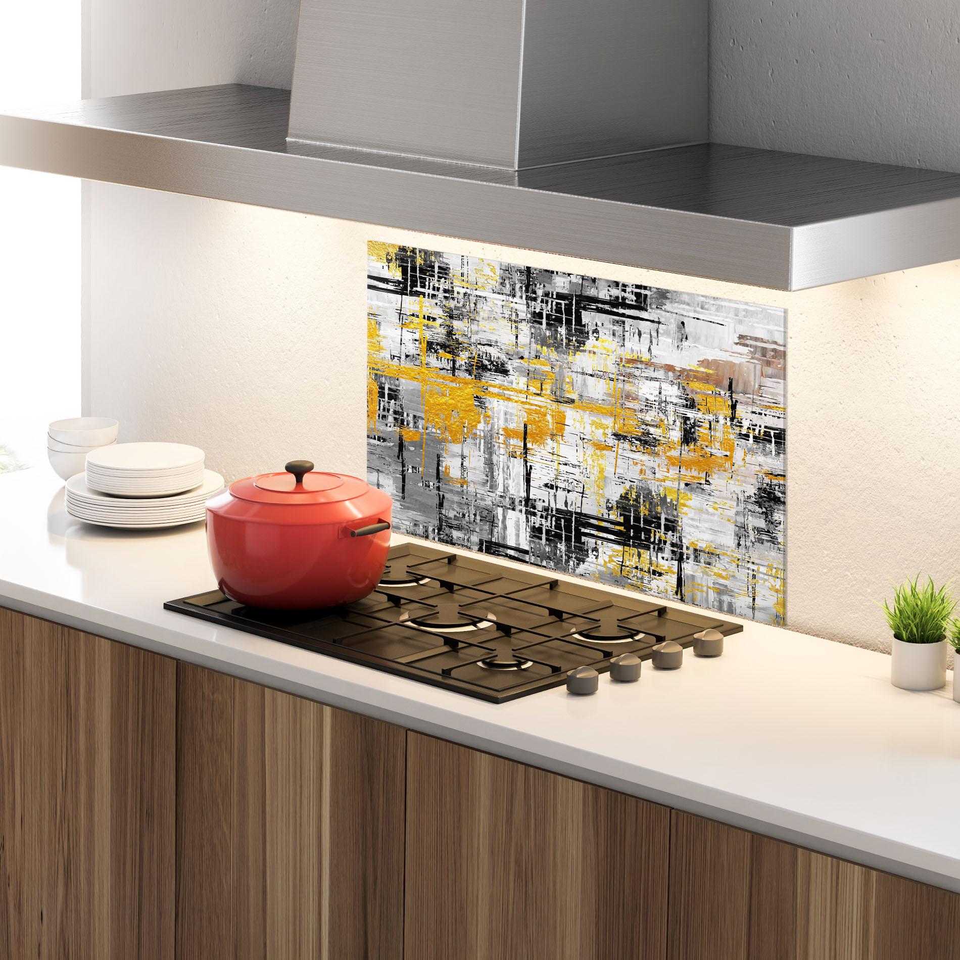 Küchenrückwand Glas Abstract Mix Color mockup 4