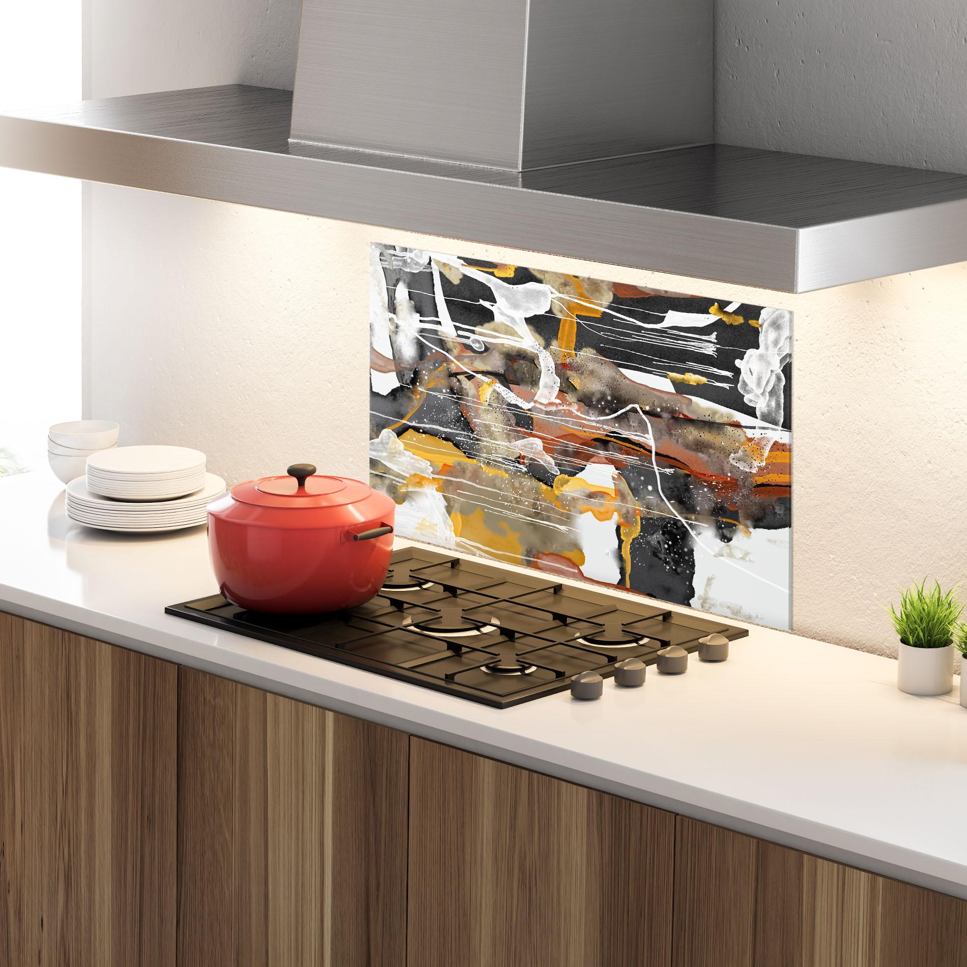 Küchenrückwand Glas Abstract Water Colors mockup 4