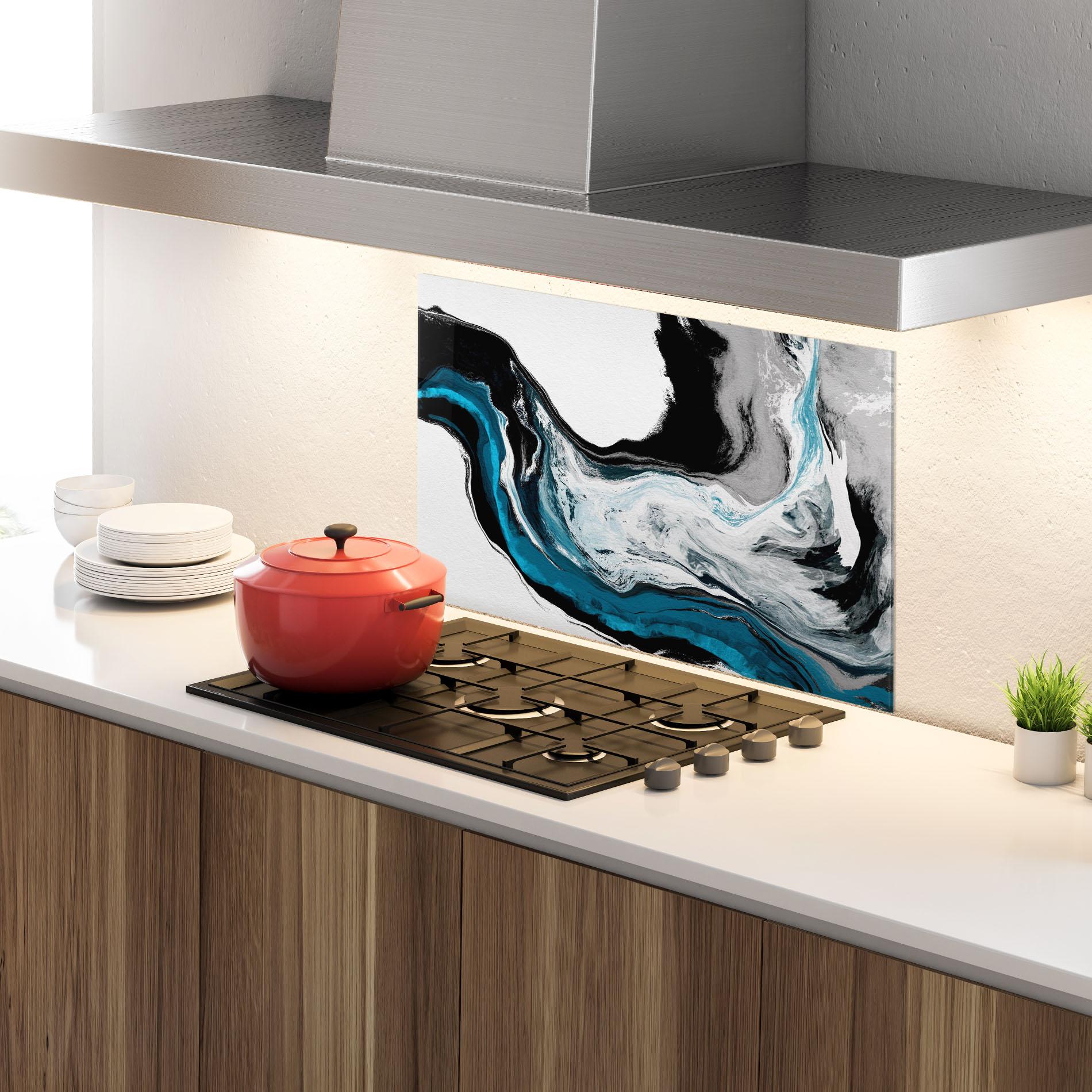 Küchenrückwand Glas Beautiful Abstract Wave mockup 4