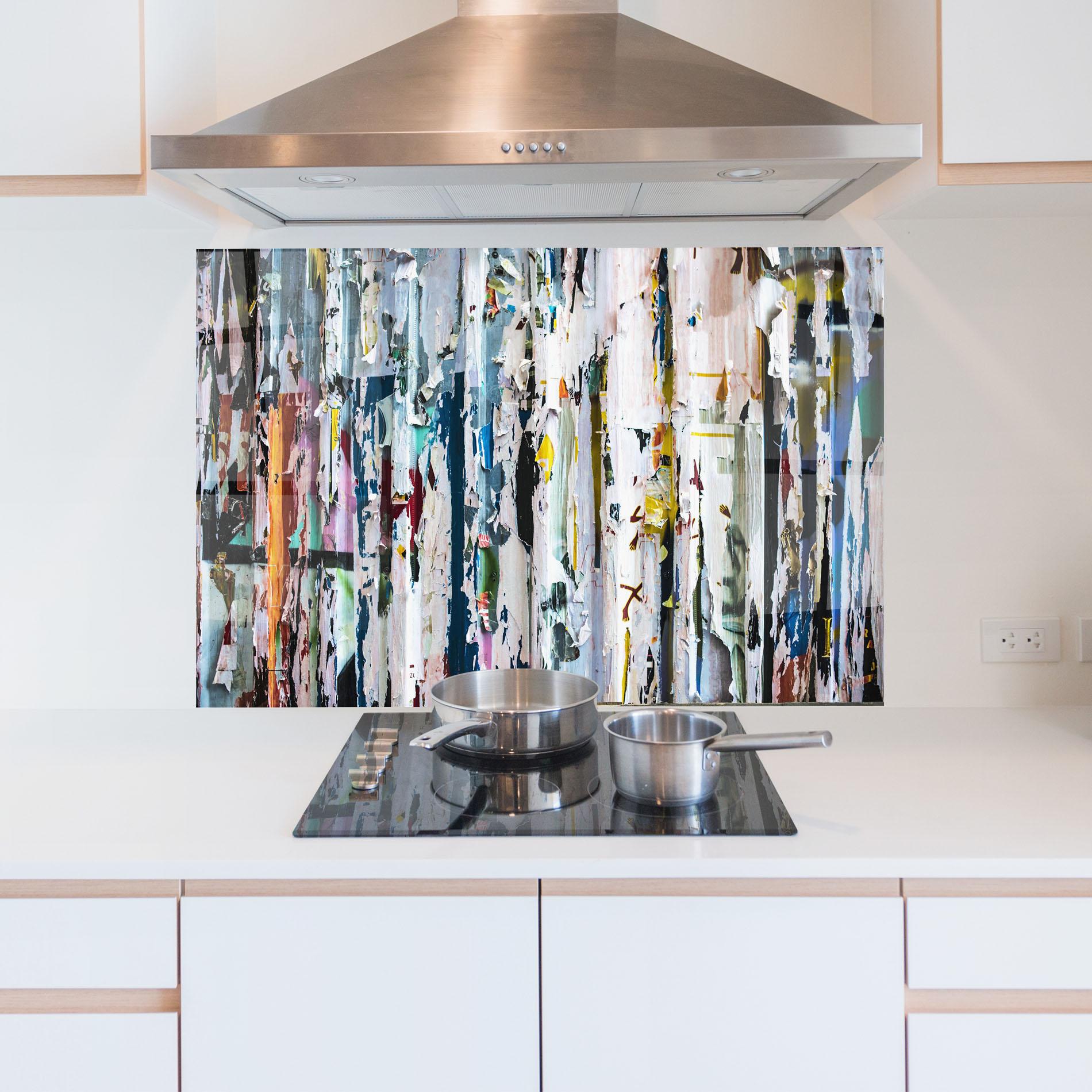 Küchenrückwand Glas Abstract Torn Paper mockup 5