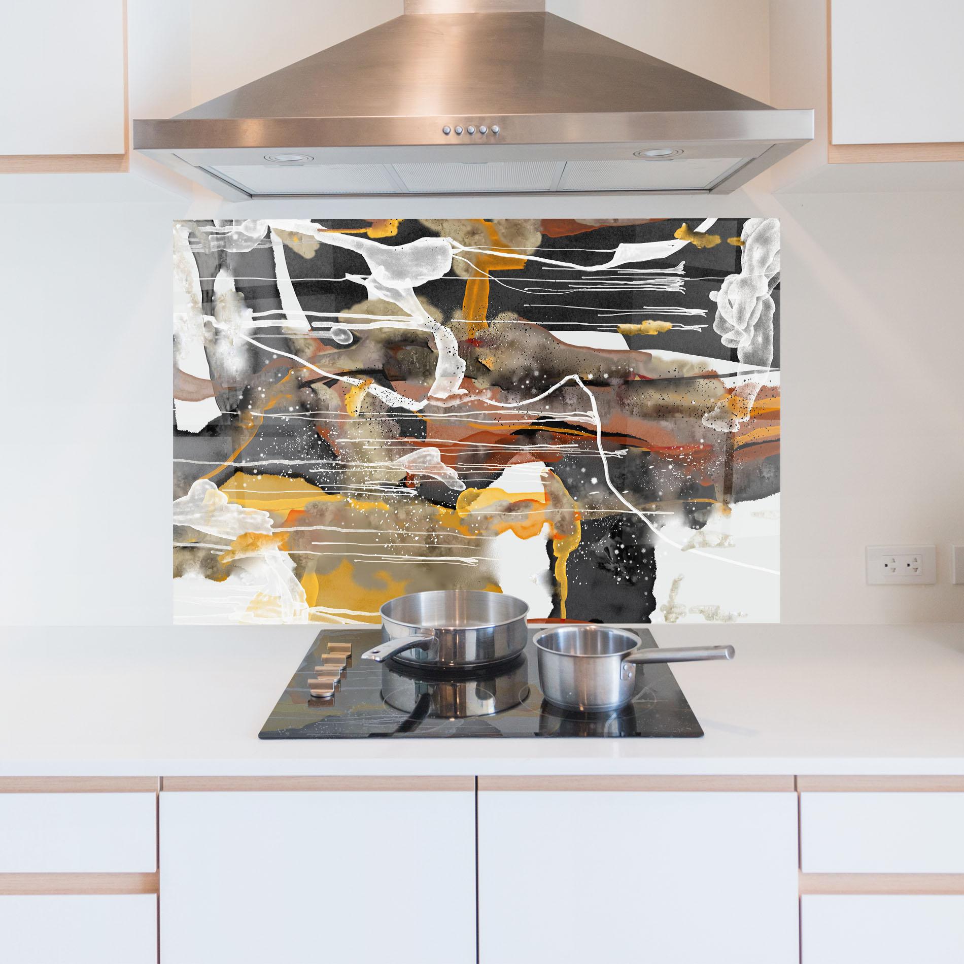 Küchenrückwand Glas Abstract Water Colors mockup 5