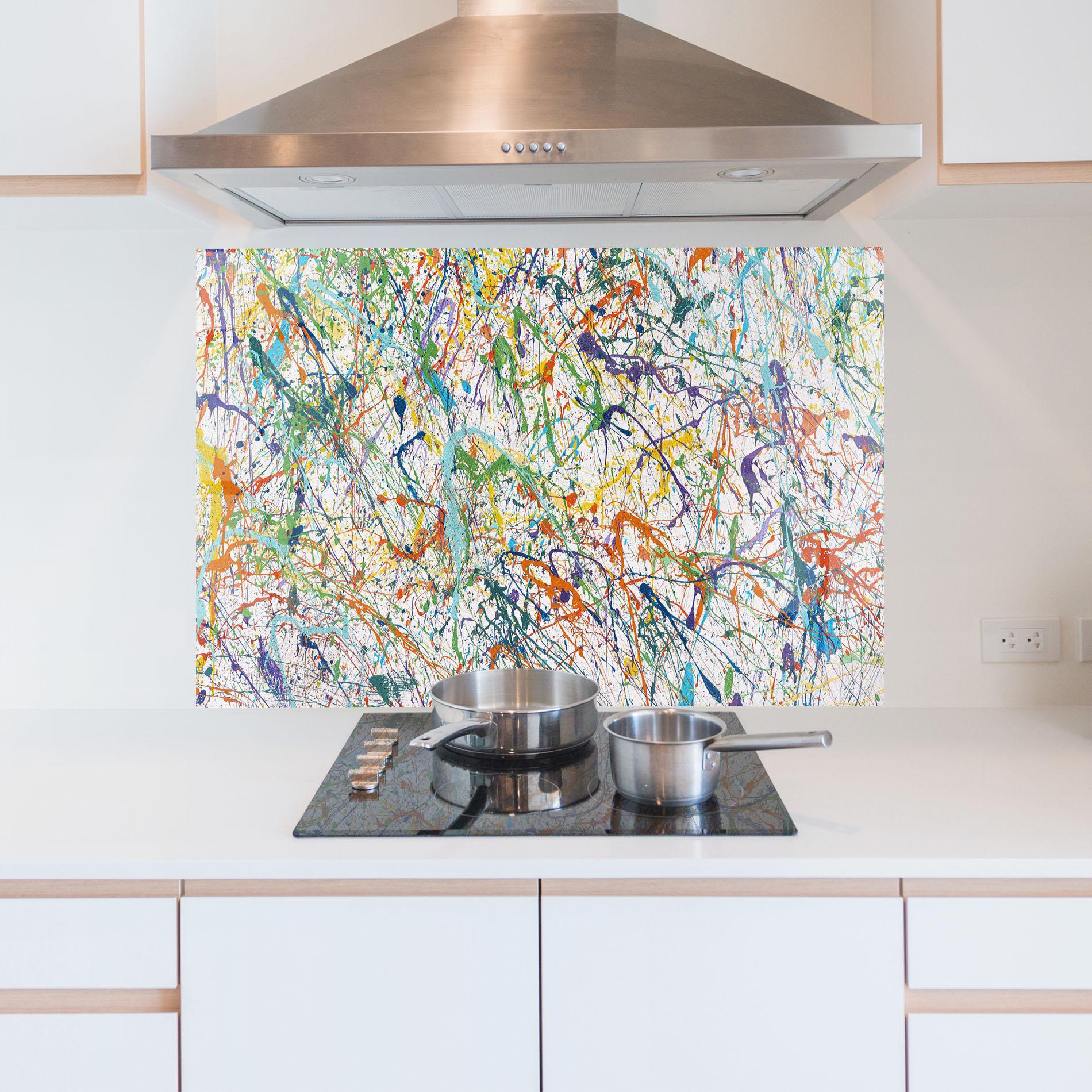 Küchenrückwand Glas Art Explosion mockup 5