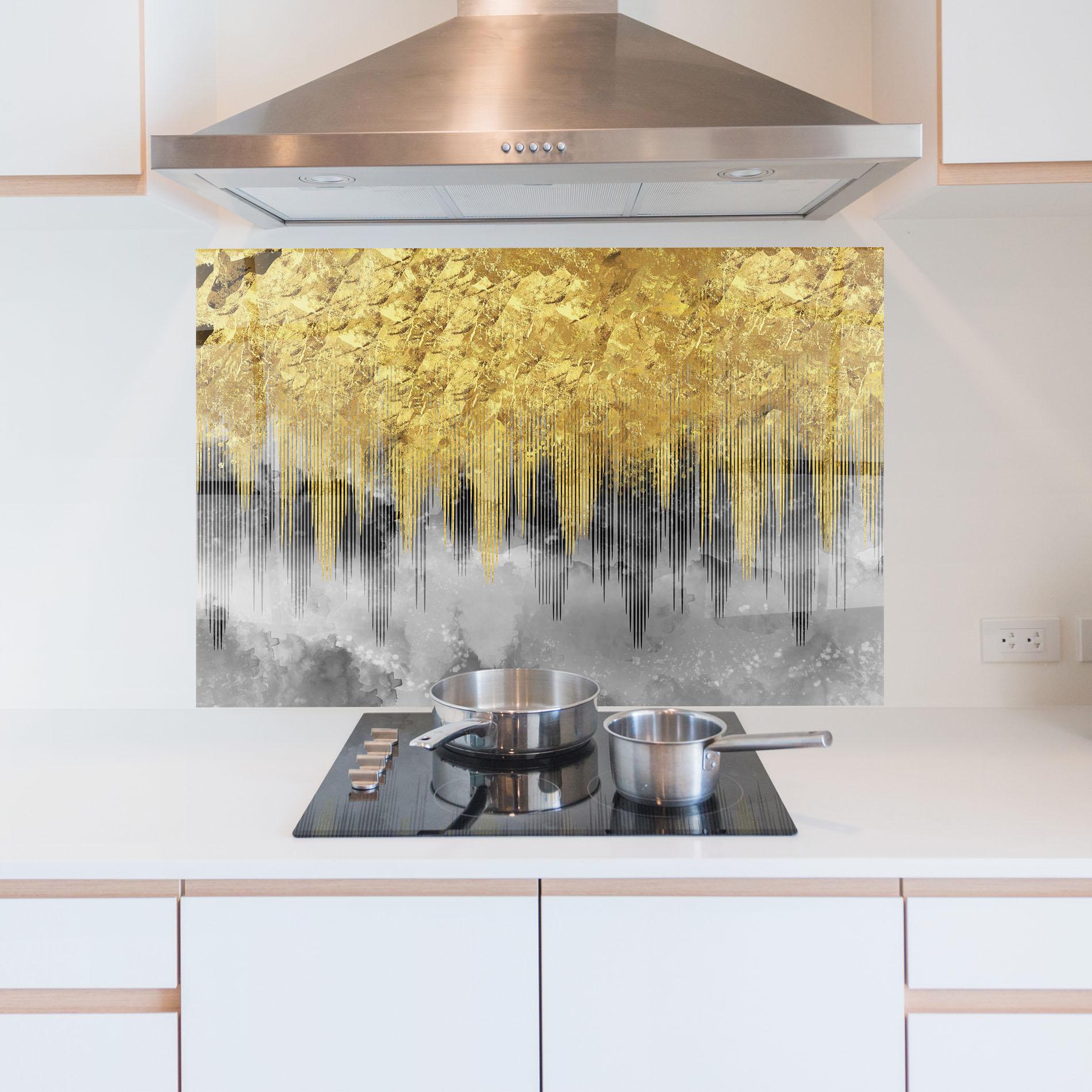 Küchenrückwand Glas Golden Grey mockup 5