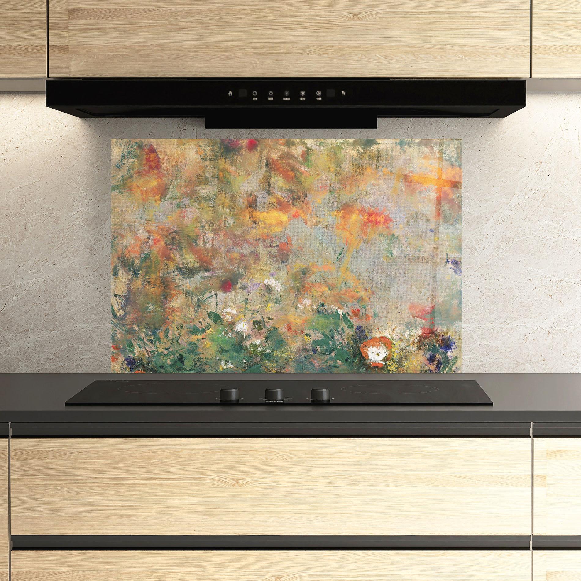 Küchenrückwand Glas Abstract Flowers mockup 3