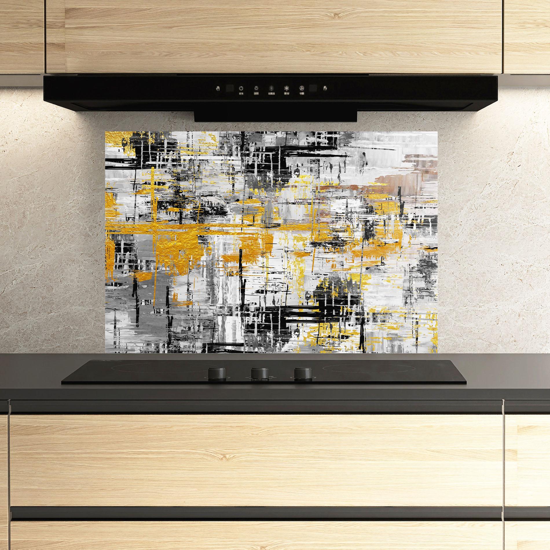 Küchenrückwand Glas Abstract Mix Color mockup 3