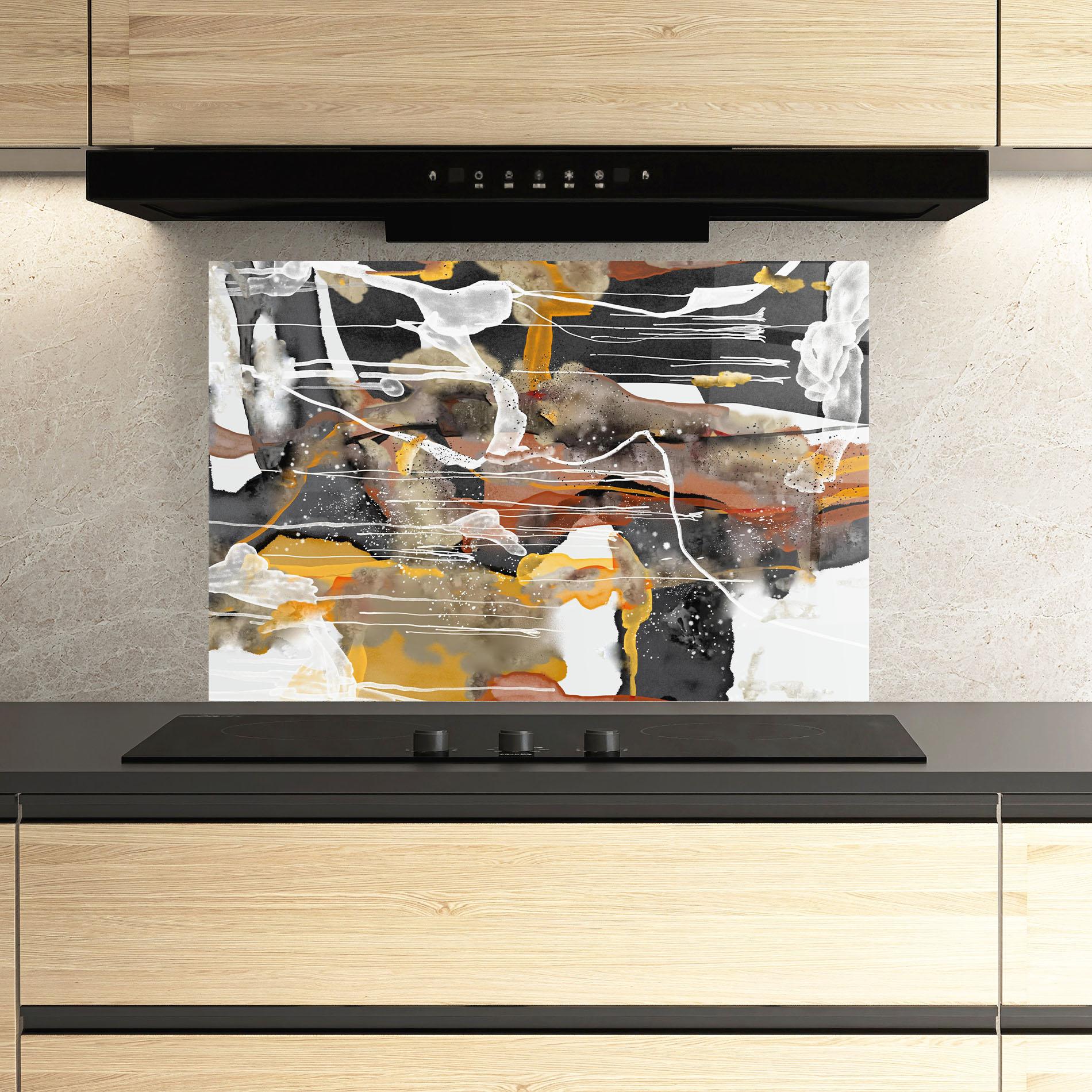 Küchenrückwand Glas Abstract Water Colors mockup 3