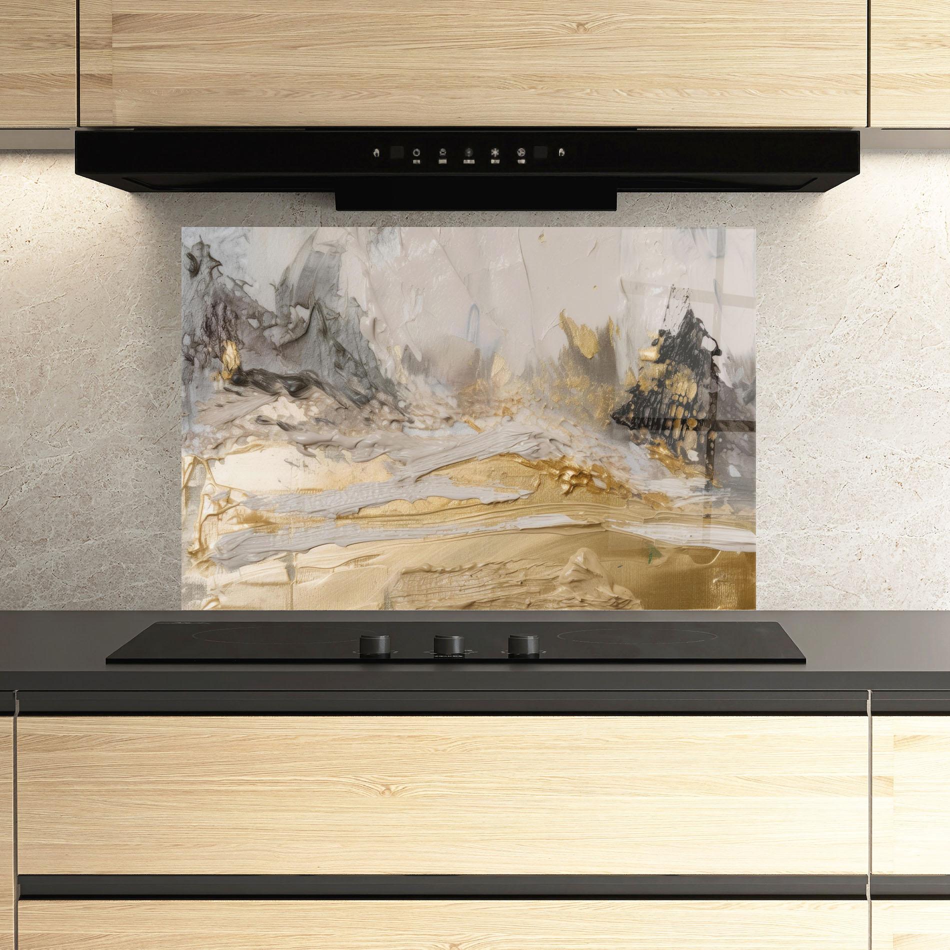 Küchenrückwand Glas Abstract White Waves mockup 3