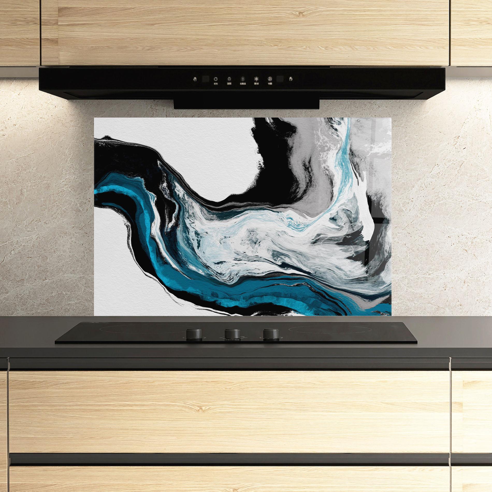 Küchenrückwand Glas Beautiful Abstract Wave mockup 3