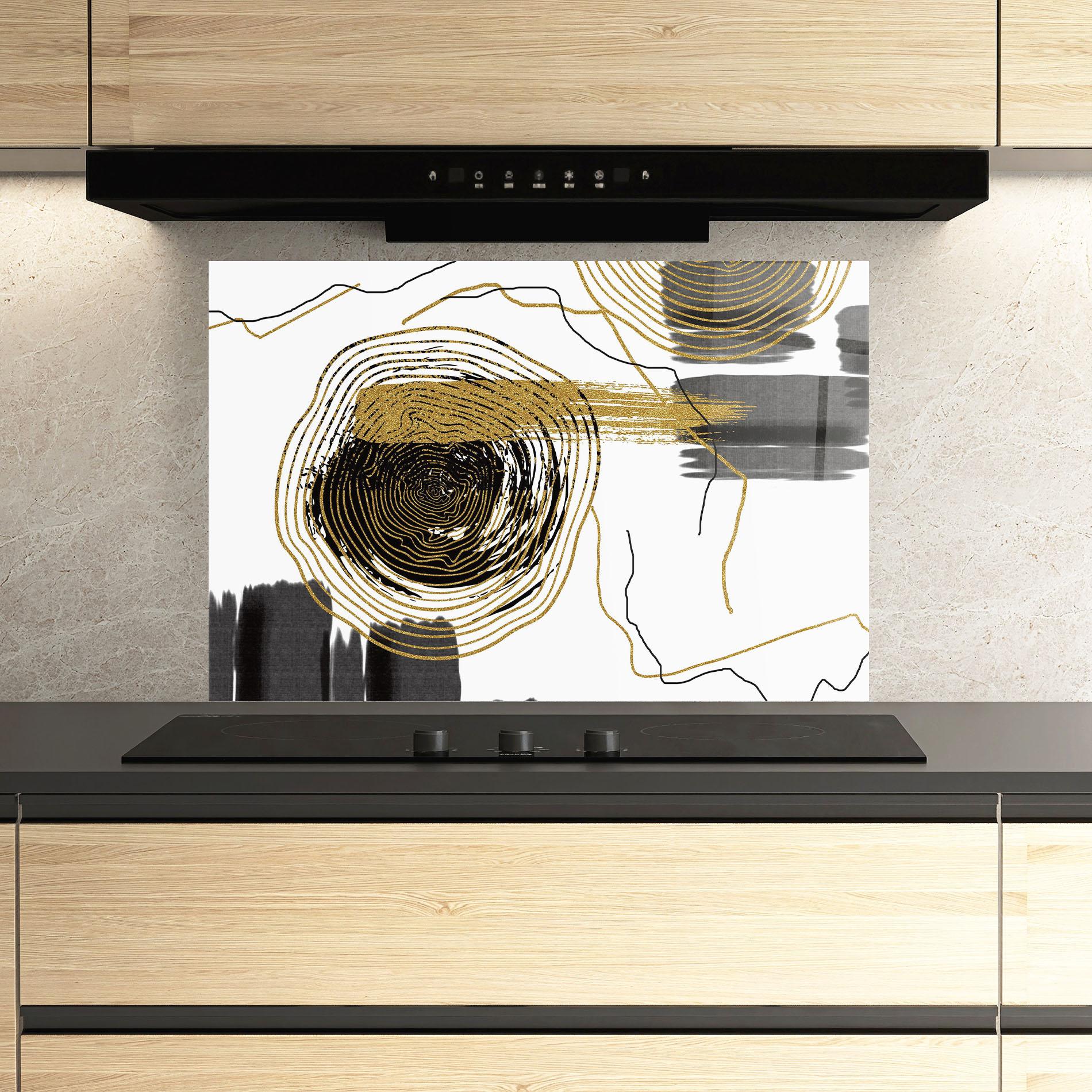 Küchenrückwand Glas Golden Grey Spiral mockup 3