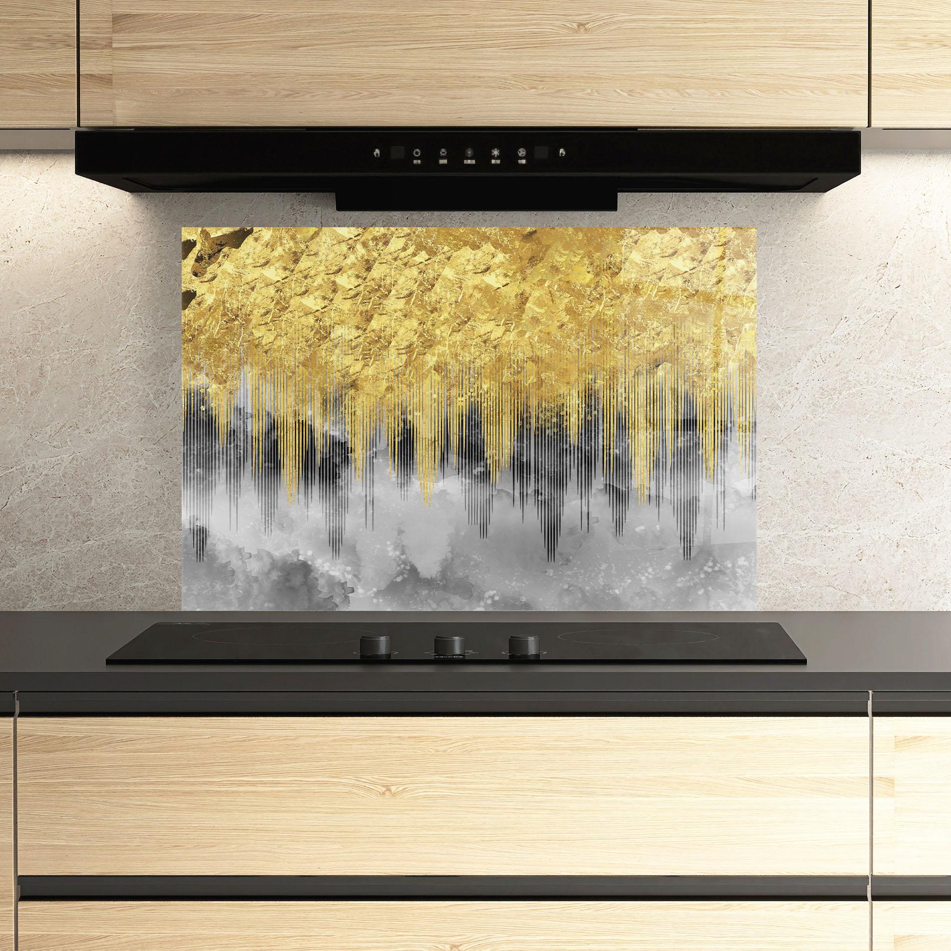Küchenrückwand Glas Golden Grey mockup 3