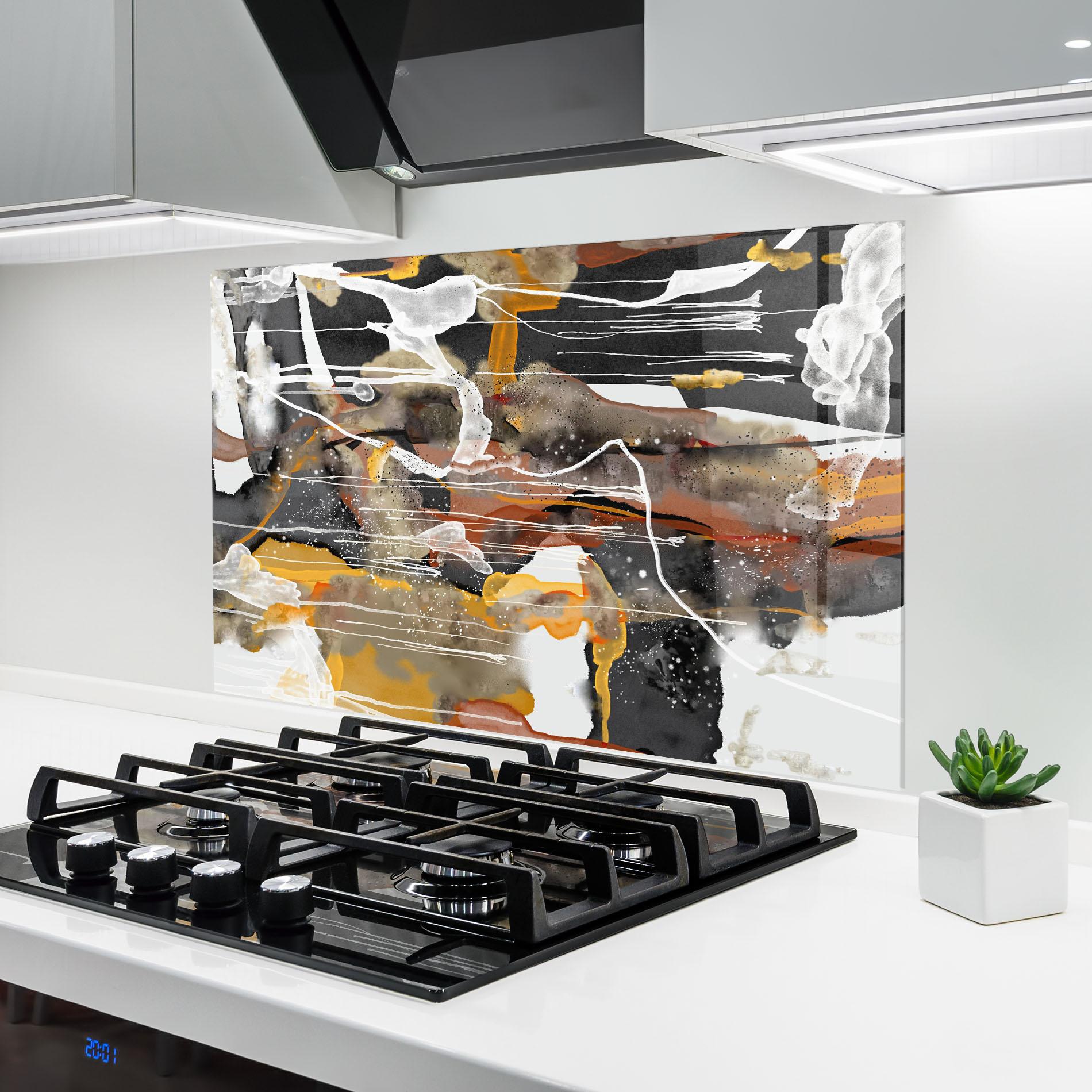 Küchenrückwand Glas Abstract Water Colors mockup 6