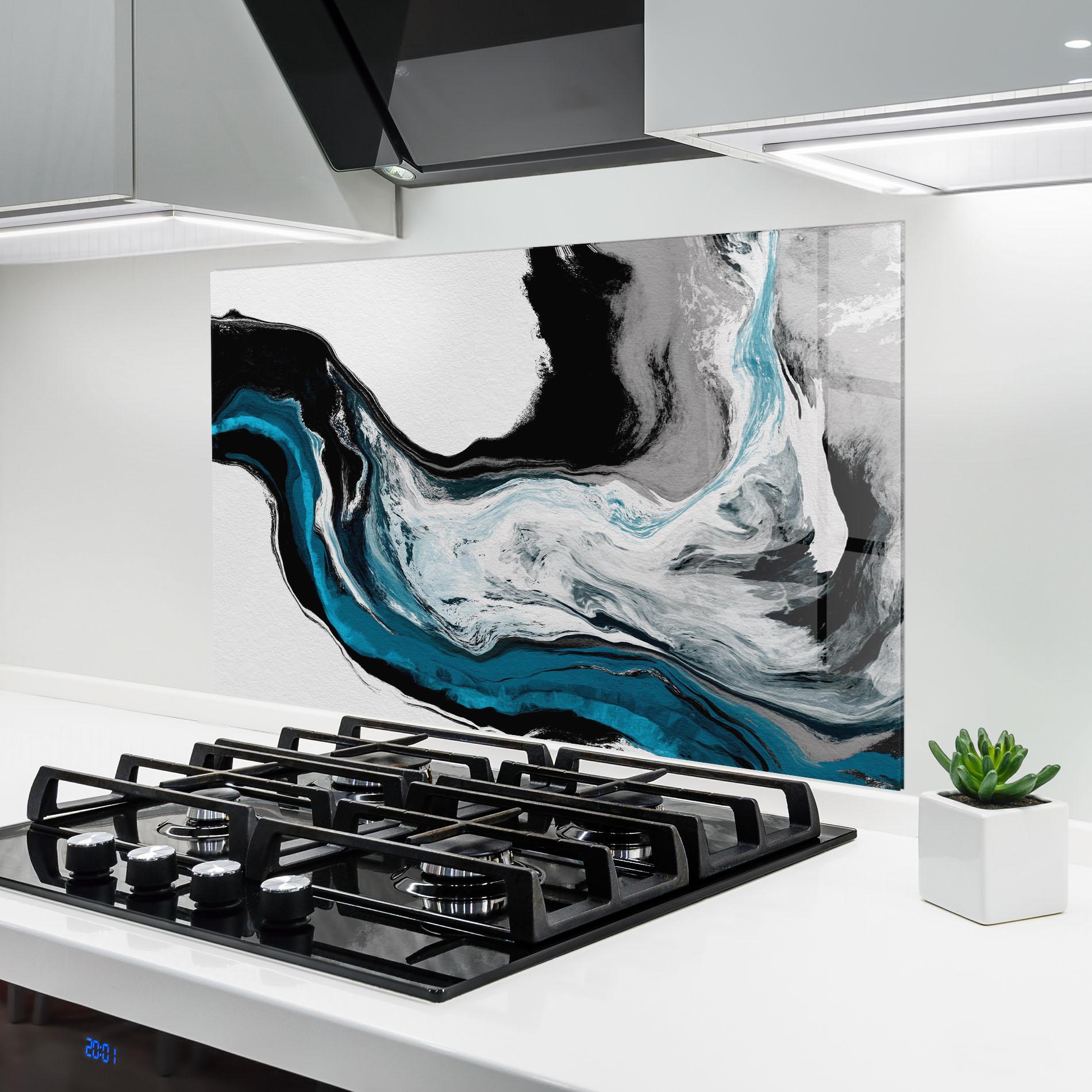 Küchenrückwand Glas Beautiful Abstract Wave mockup 6