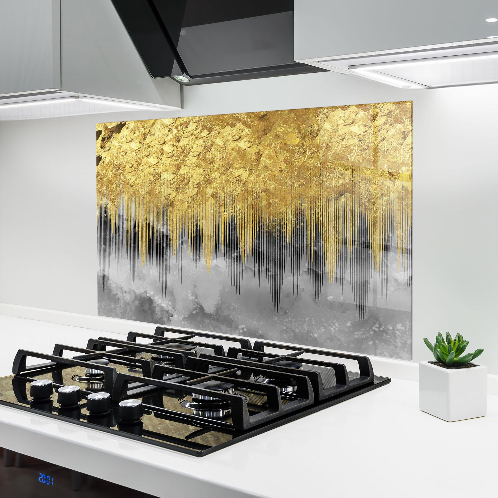 Küchenrückwand Glas Golden Grey mockup 6