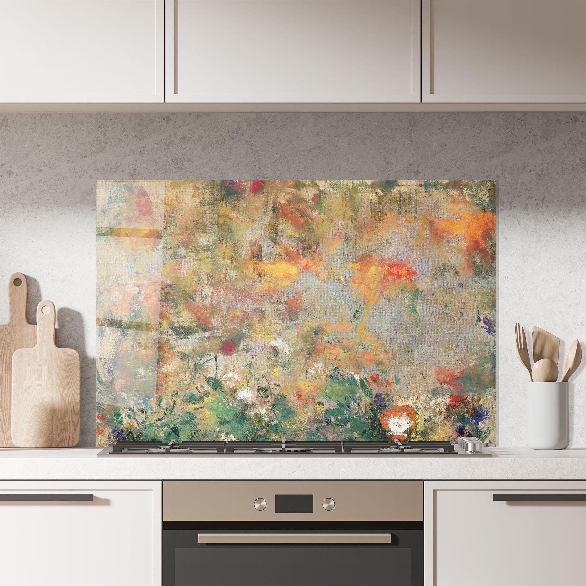 Küchenrückwand Glas Abstract Flowers mockup 7