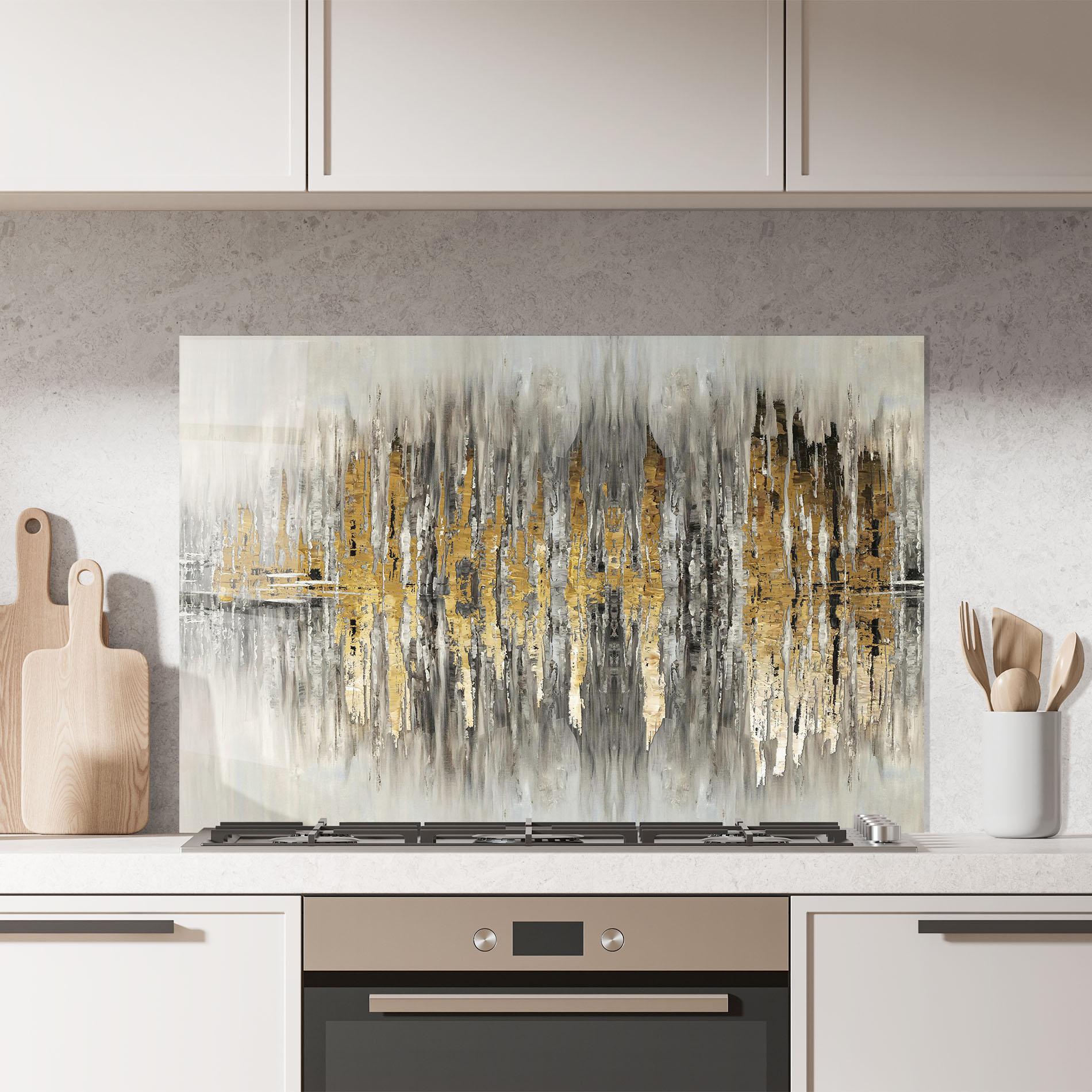 Küchenrückwand Glas Acrylic Silver Paint mockup 7