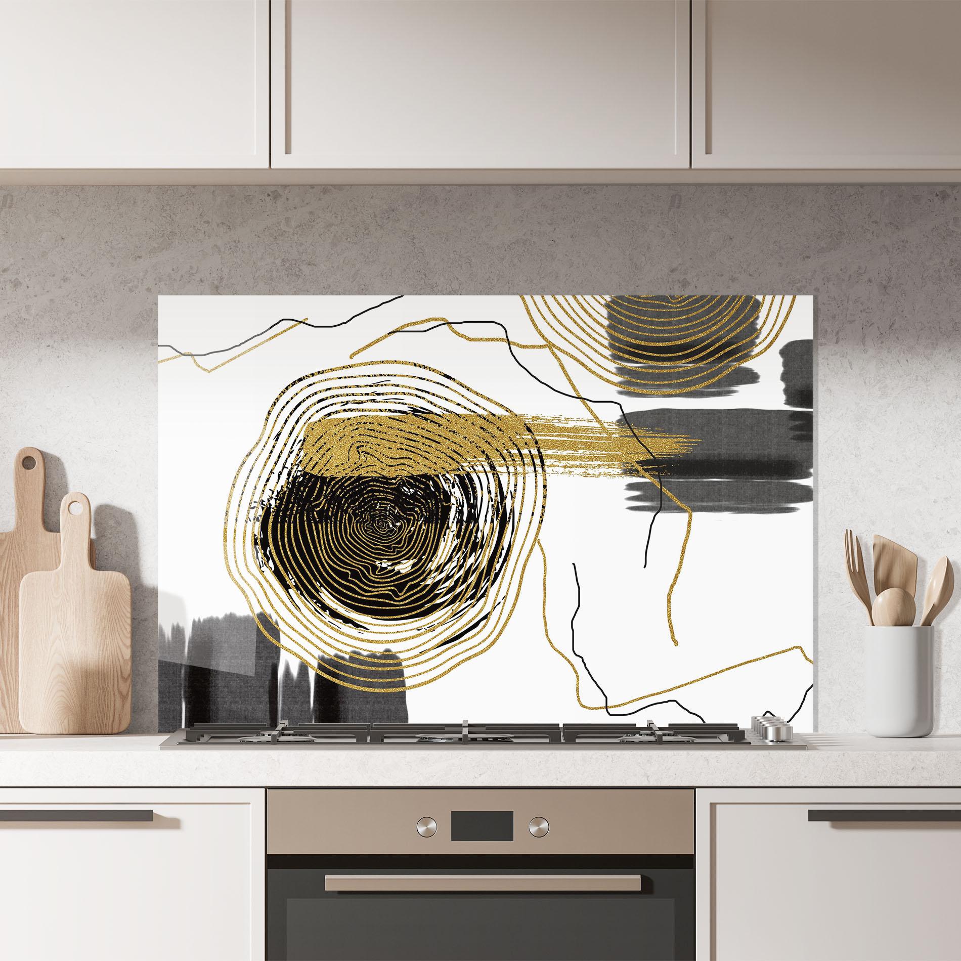 Küchenrückwand Glas Golden Grey Spiral mockup 7