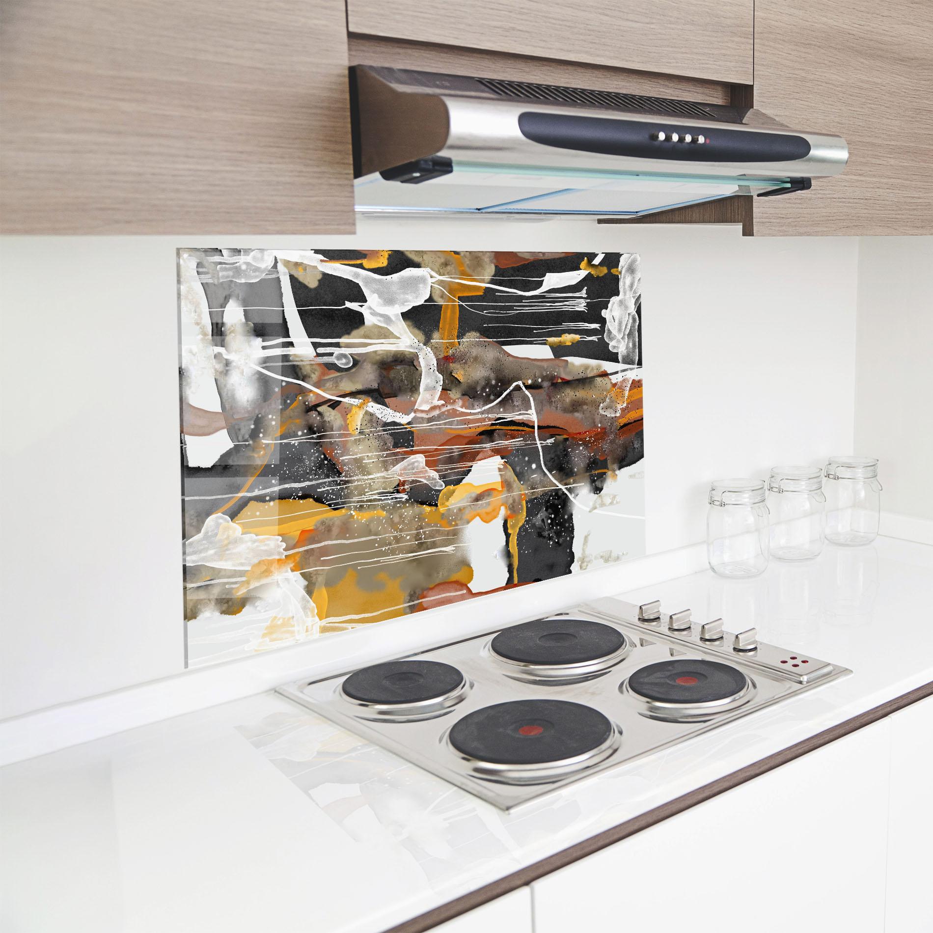 Küchenrückwand Glas Abstract Water Colors mockup 8