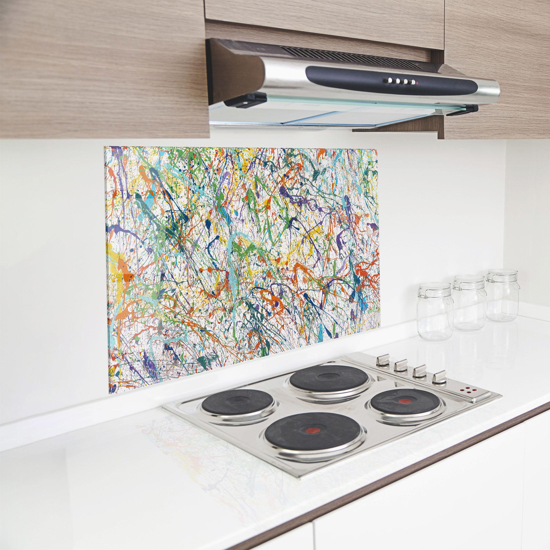 Küchenrückwand Glas Art Explosion mockup 8