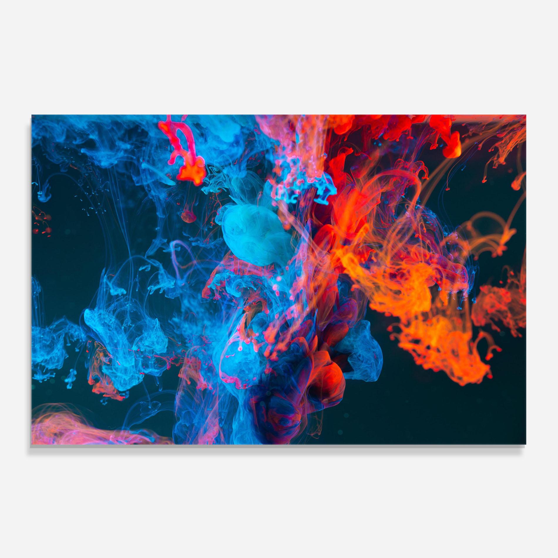 Küchenrückwand Glas Abstract Blue And Red mockup 0