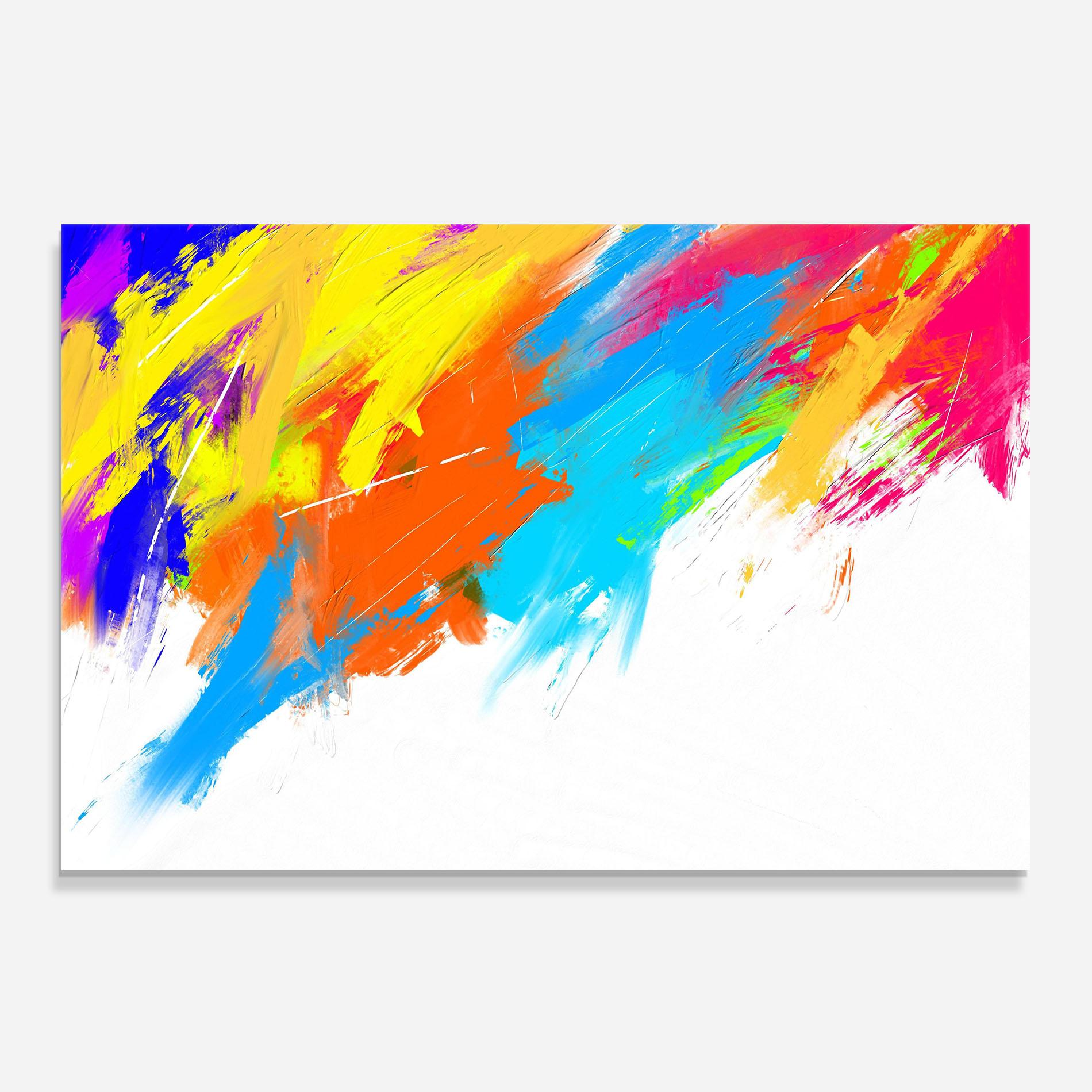 Küchenrückwand Glas Abstract Blue Yellow mockup 0