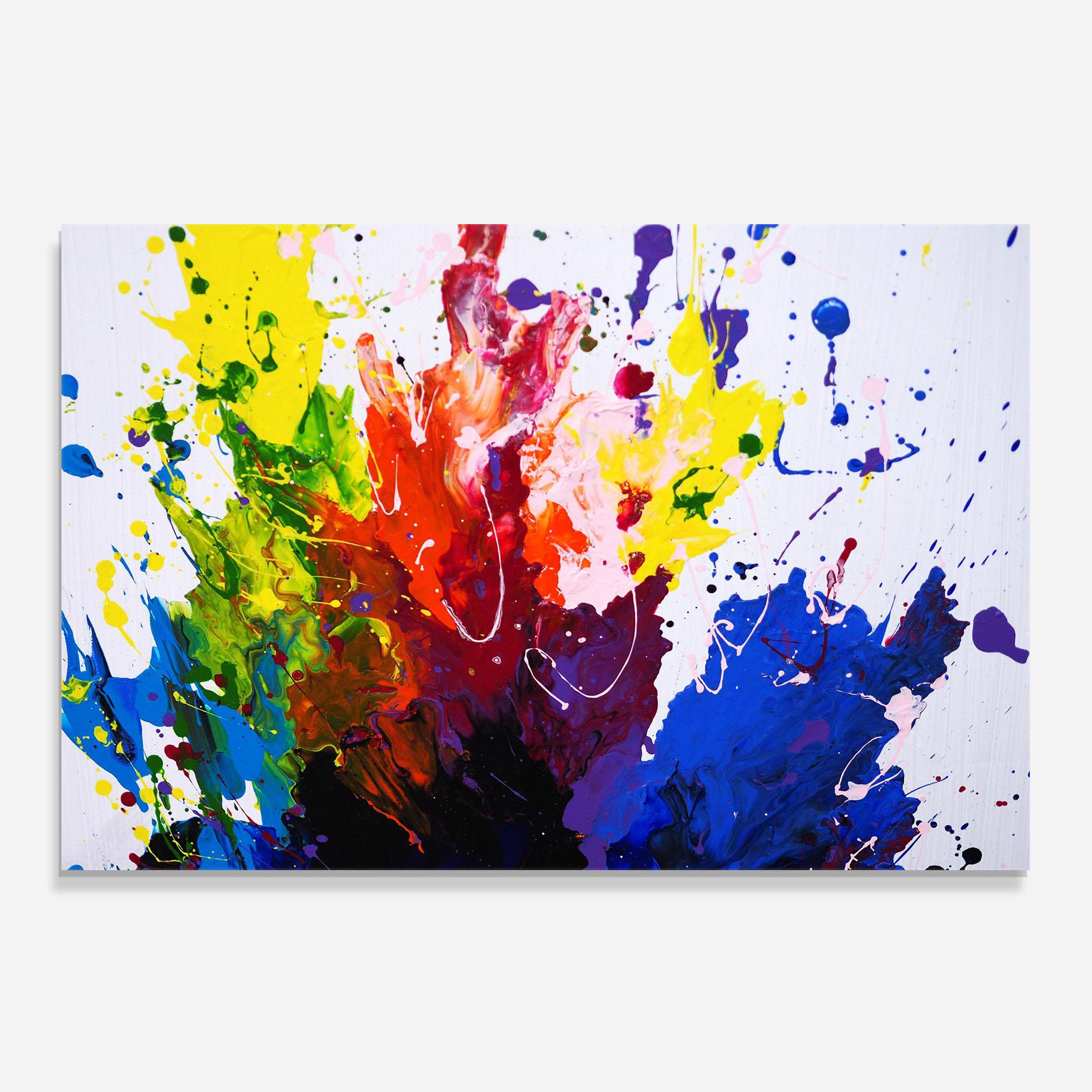 Küchenrückwand Glas Blue Purple Exploding mockup 0