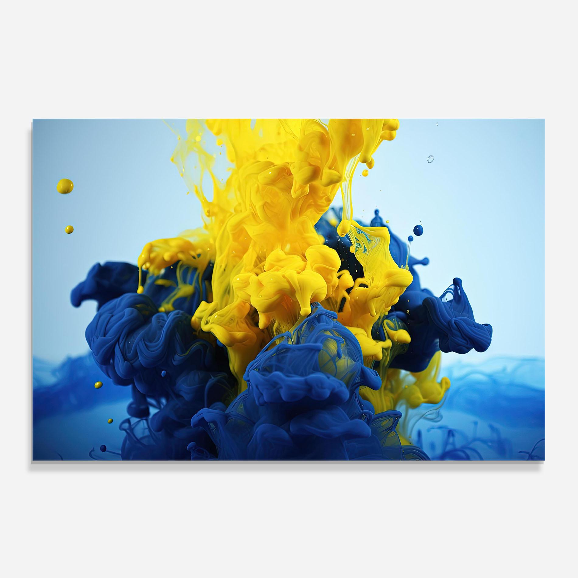 Küchenrückwand Glas Blue Yellow Smoke mockup 0