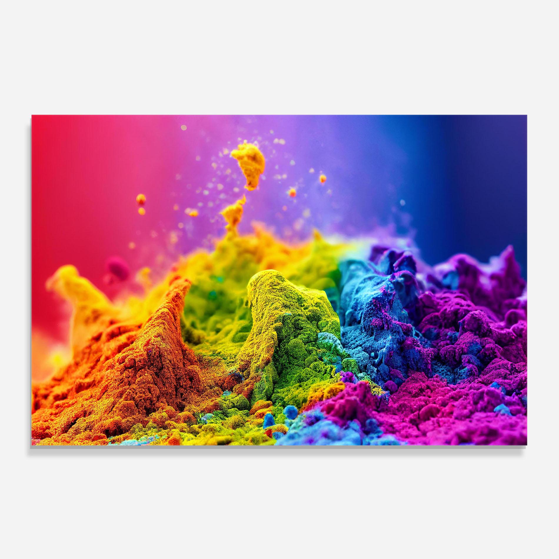 Küchenrückwand Glas Color Powder Explosion mockup 0