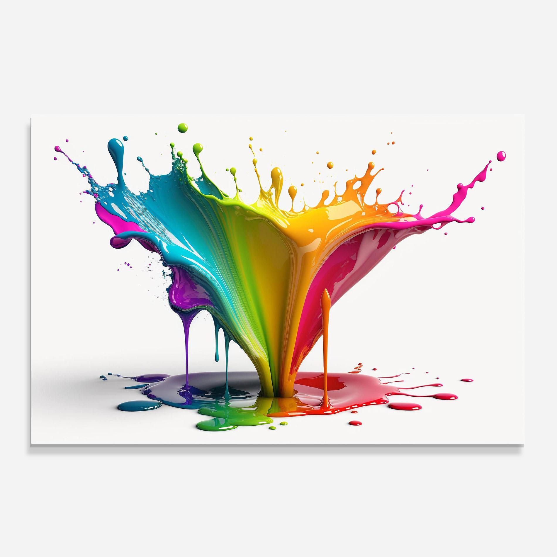 Küchenrückwand Glas Exploding Yellow Liquid mockup 0