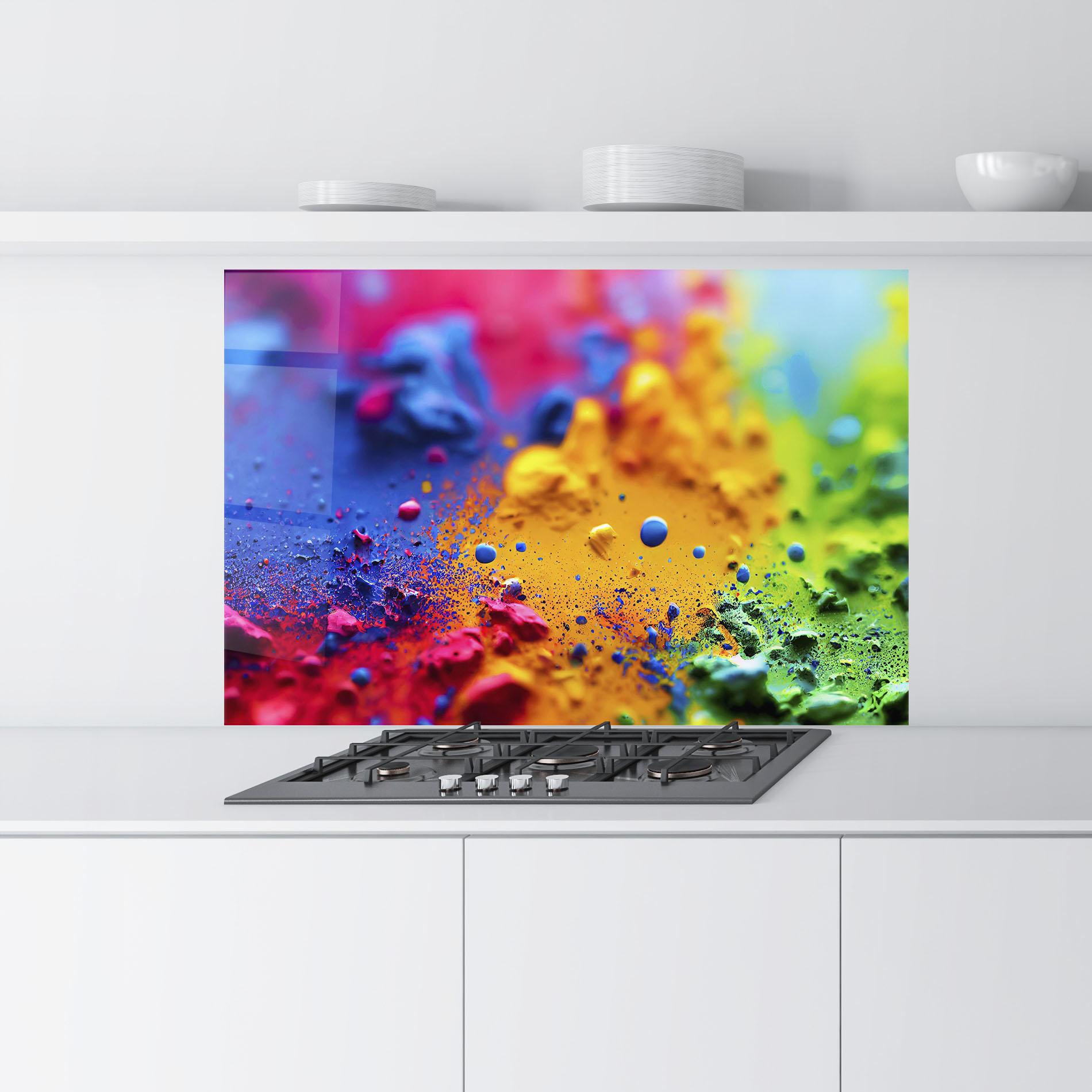 Küchenrückwand Glas Acrylic Yellow Texture mockup 9