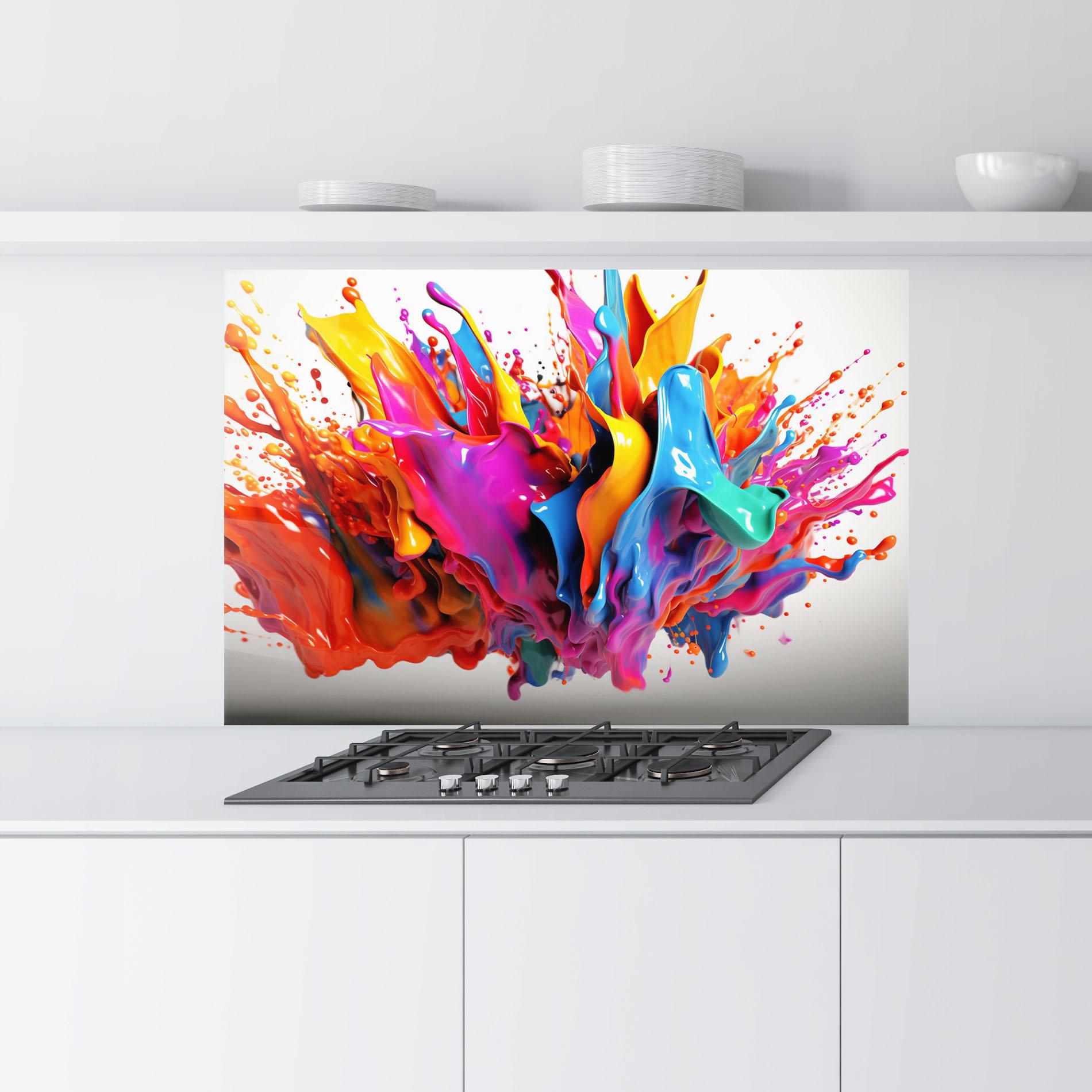 Küchenrückwand Glas Blue Yellow Splash mockup 9