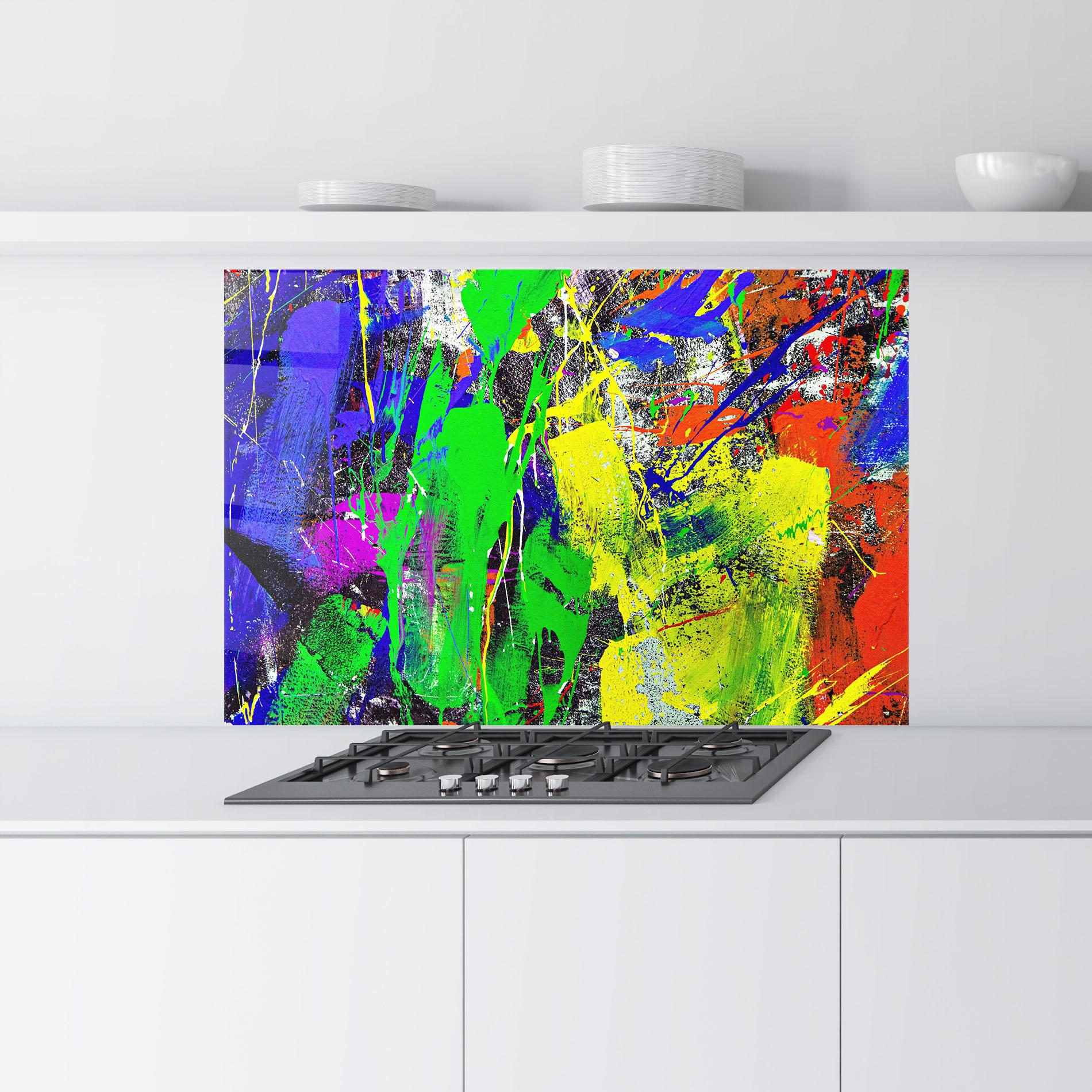 Küchenrückwand Glas Color Mix Abstract mockup 9