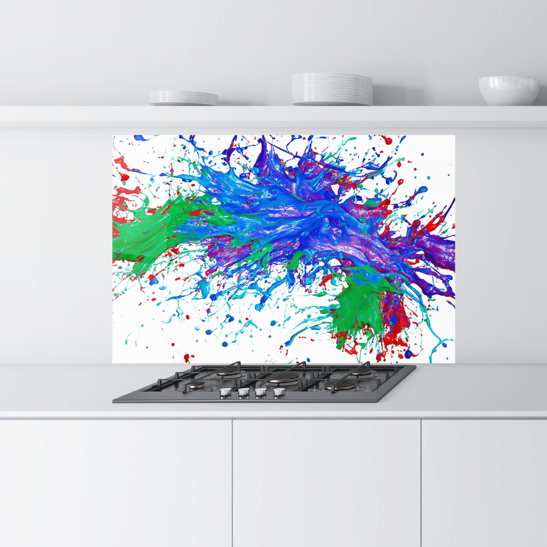 Küchenrückwand Glas Colorful Blue Purple mockup 9