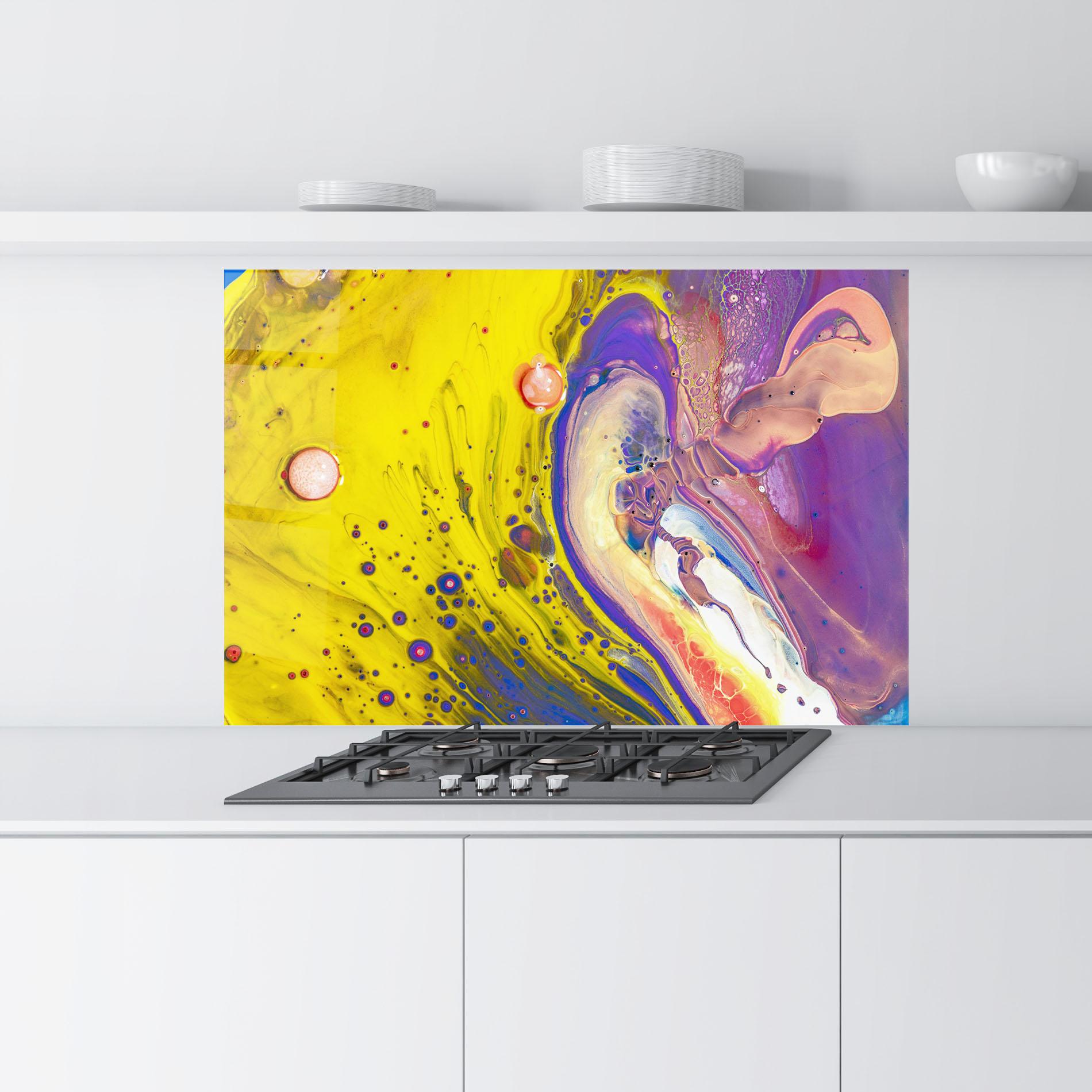 Küchenrückwand Glas Colorful Liquid Marble mockup 9