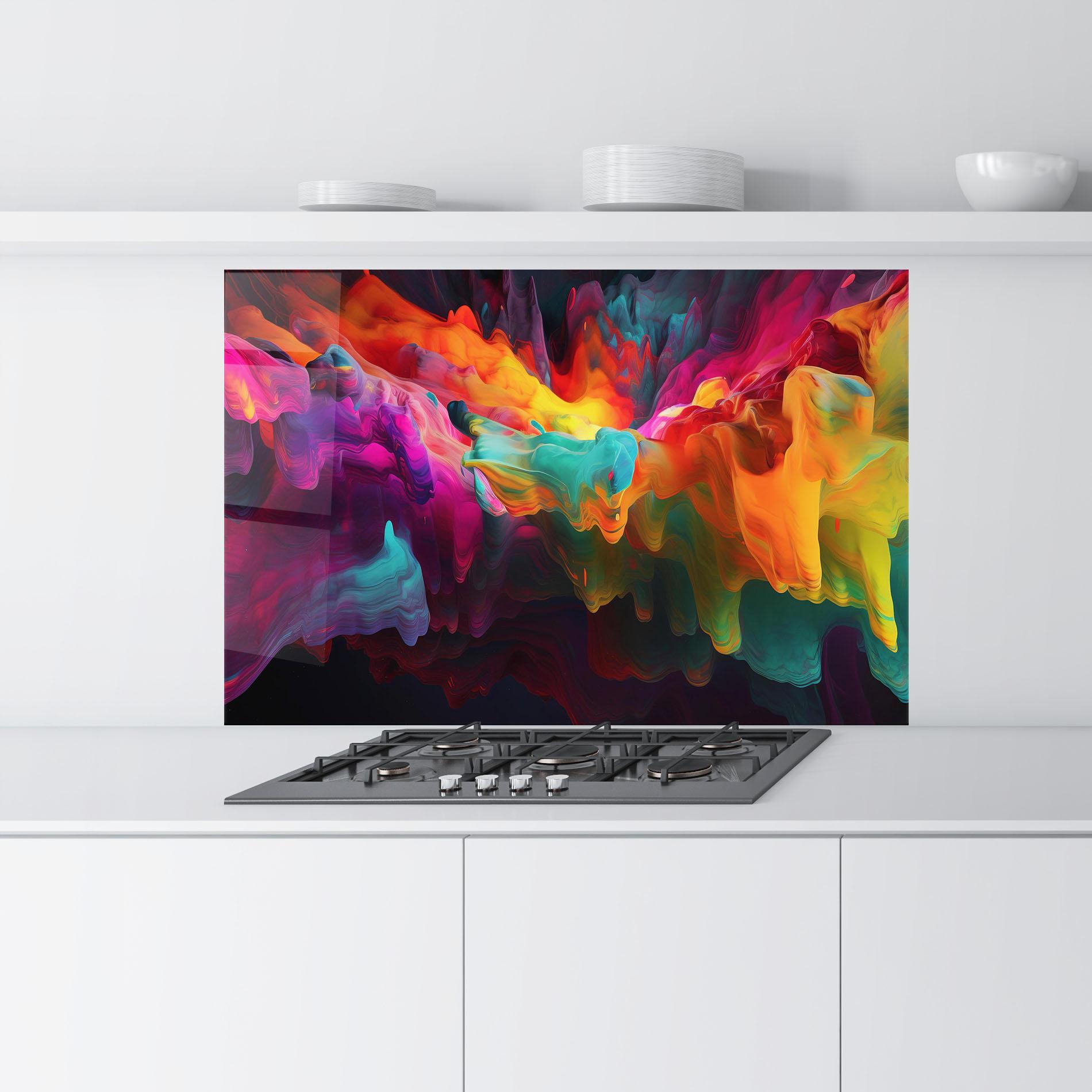 Küchenrückwand Glas Colorful Smoke mockup 9