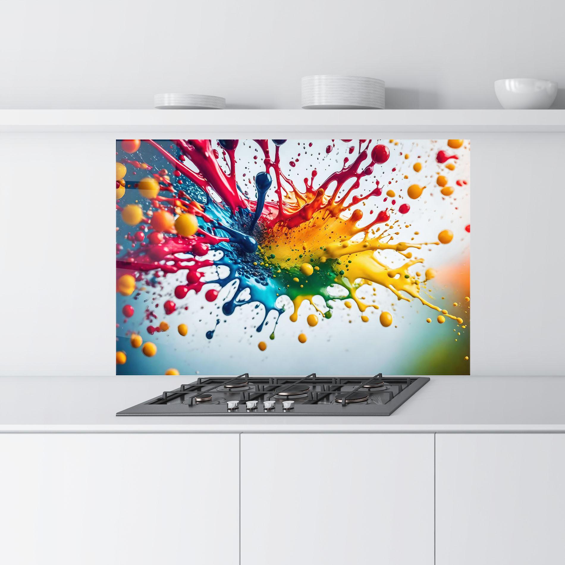 Küchenrückwand Glas Colorful Splash Rainbow mockup 9