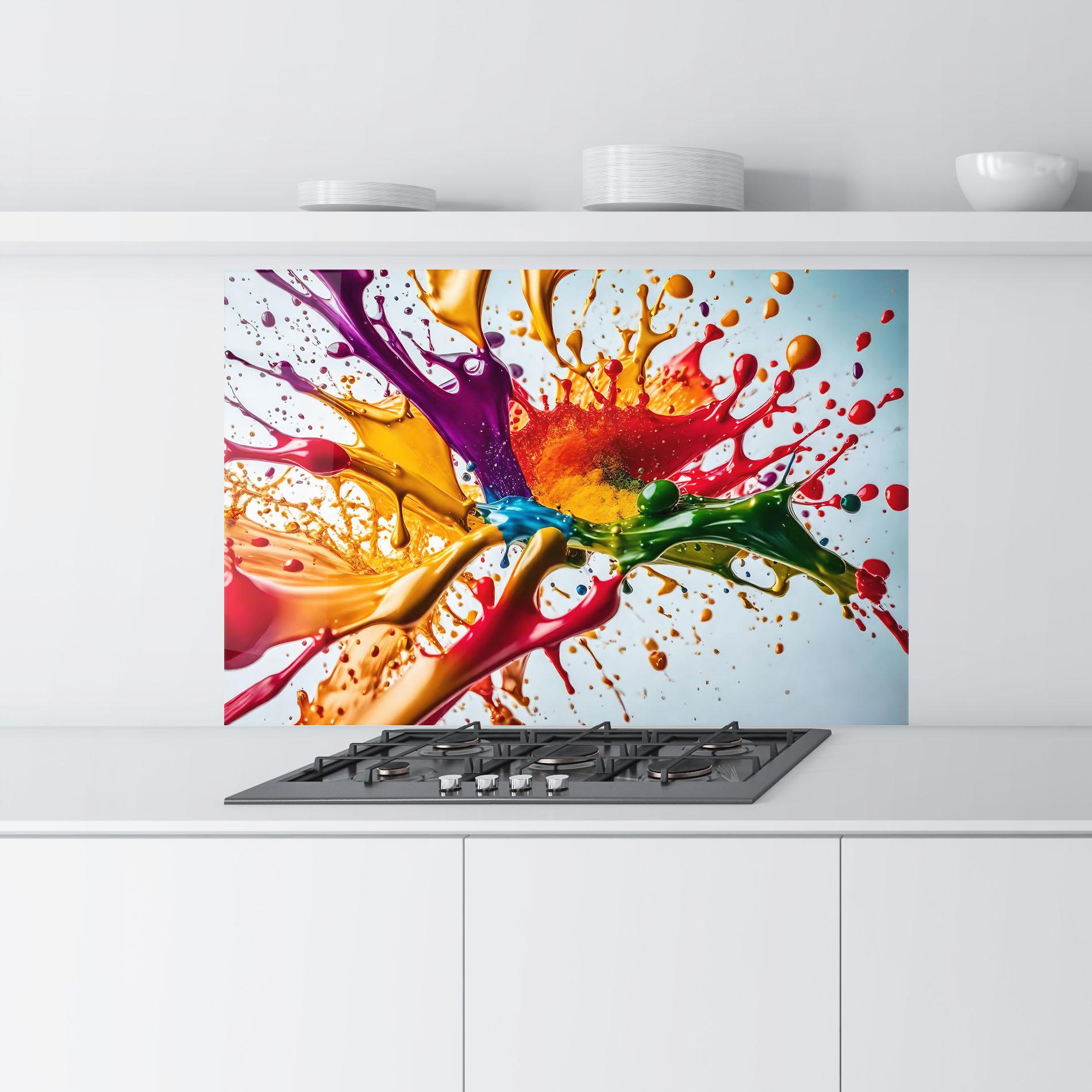 Küchenrückwand Glas Colorful Yellow Rainbow mockup 9