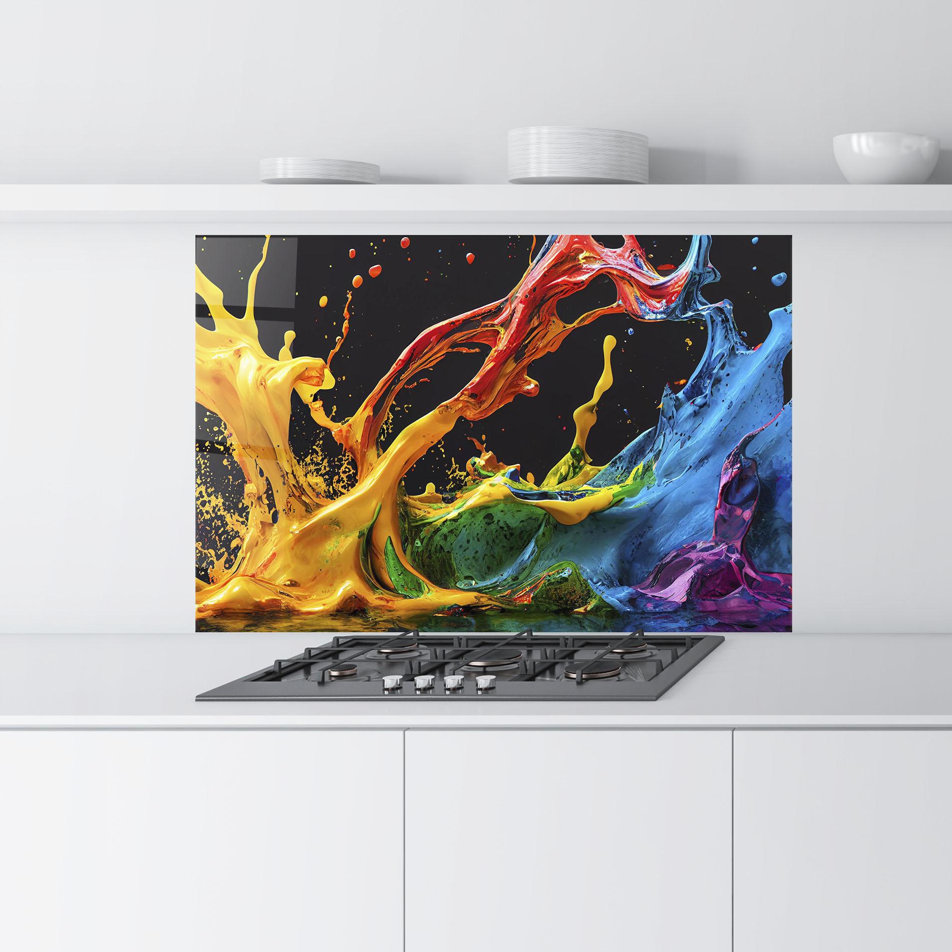 Küchenrückwand Glas Floating Yellow Splay mockup 9